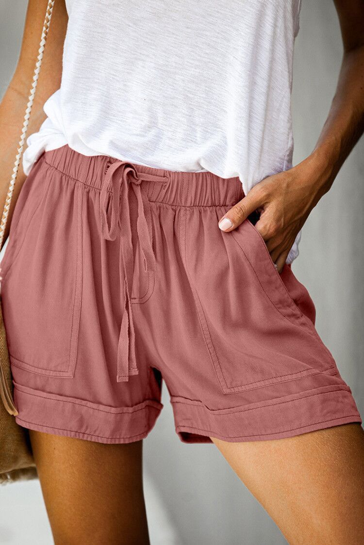 Savaviaswim - Womens Drawstring Shorts Summer Elastic Waist Casual Lightweight with Pockets