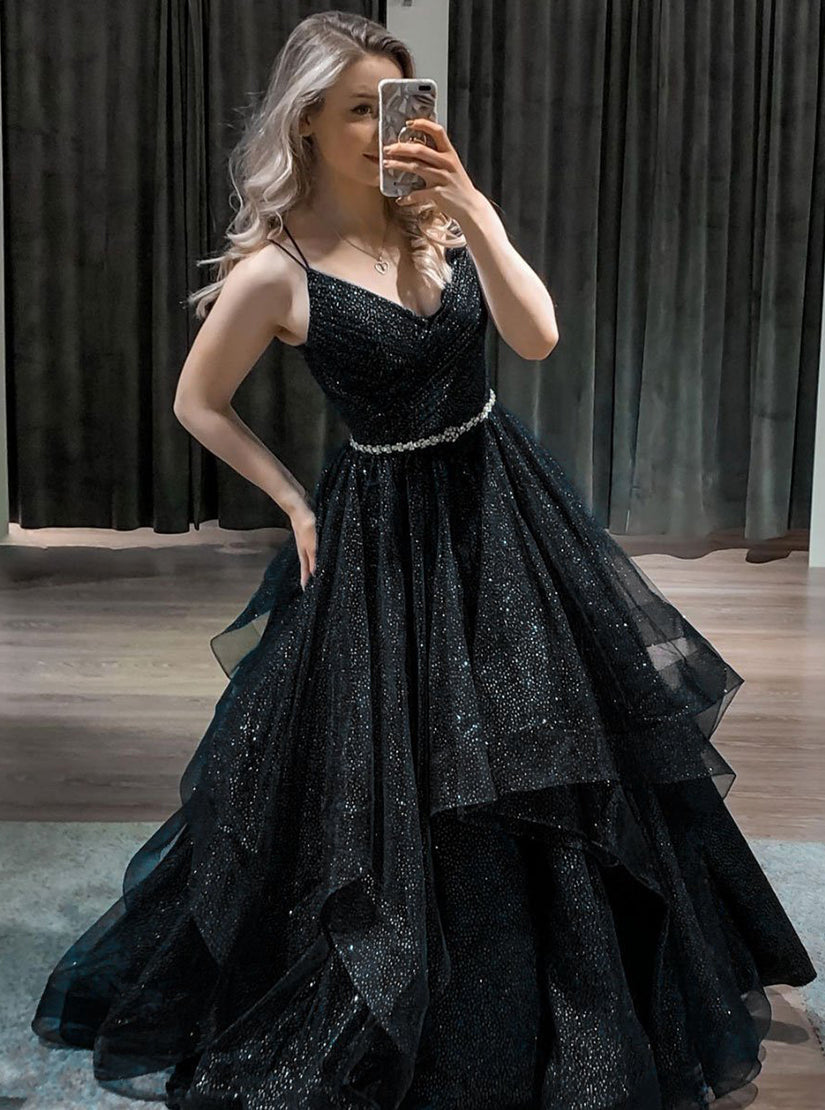 Black & silver prom dresses best sale