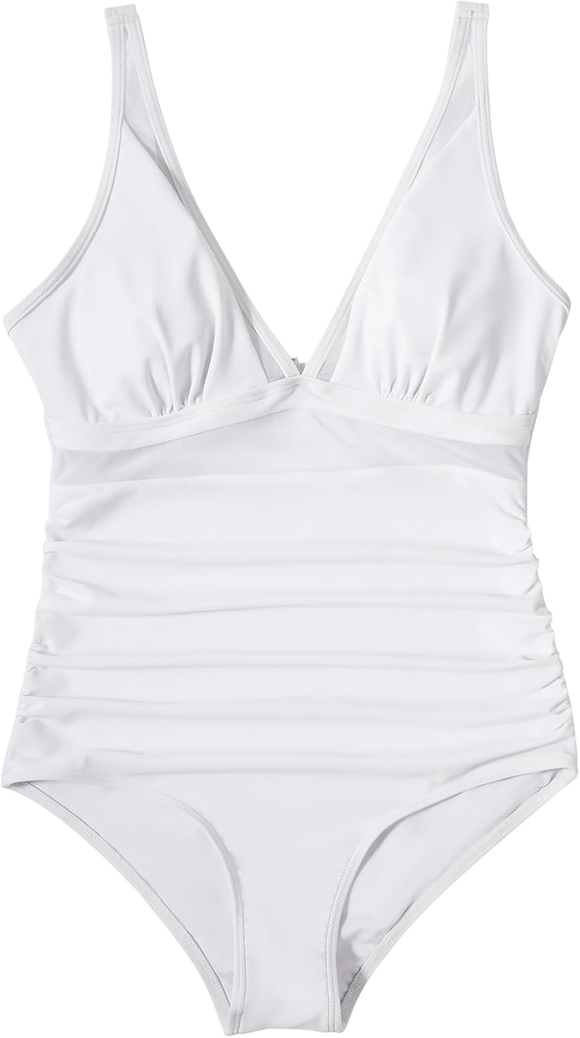 Savaviaswim - Women Sexy Mesh Tummy Control Swimsuit Push Up High Waisted Bathing Suit