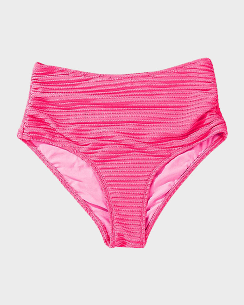 Savaviaswim - Textured Knot-Front High-Waisted Bikini Set