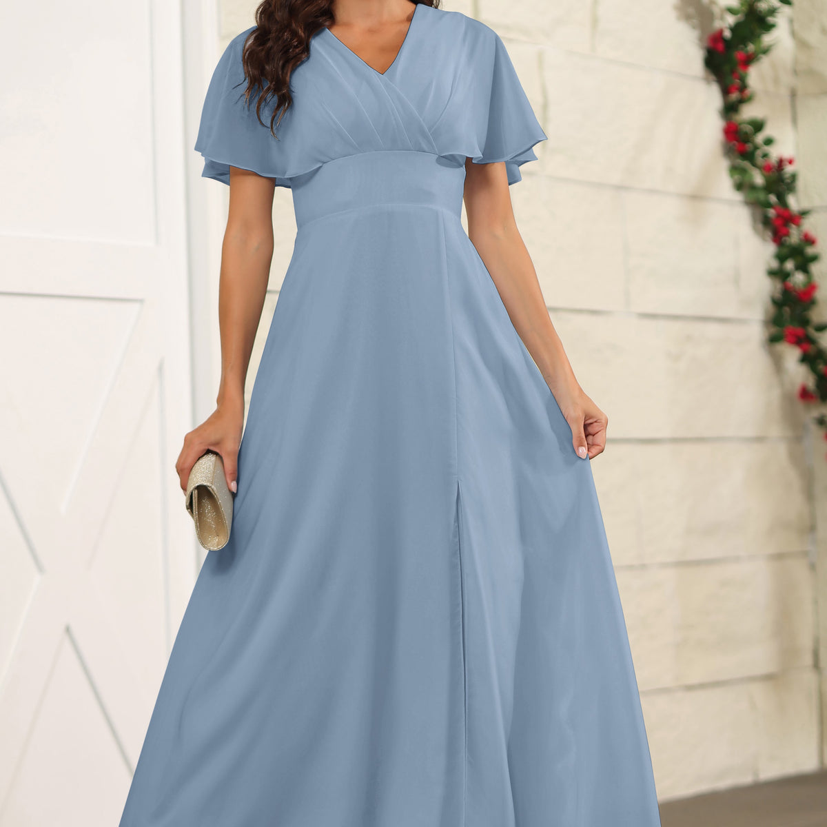 slate blue bridesmaid dresses uk Slate Blue Bridesmaid Dress Chiffon Size 0X