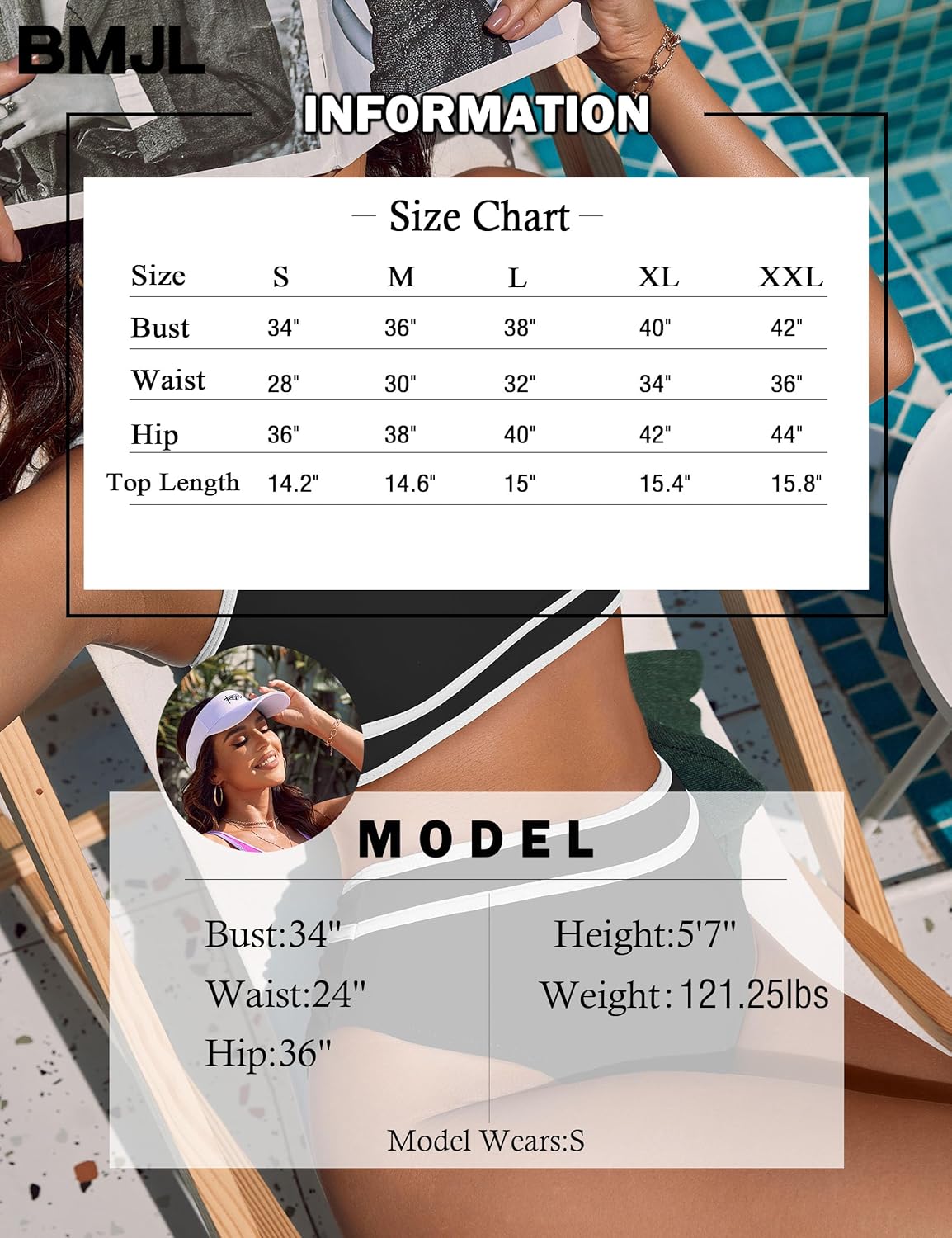 Savaviaswim - Women's High Waisted Bikini Sets Sporty Two Piece Swimsuits Color Block Cheeky High Cut Bathing Suits