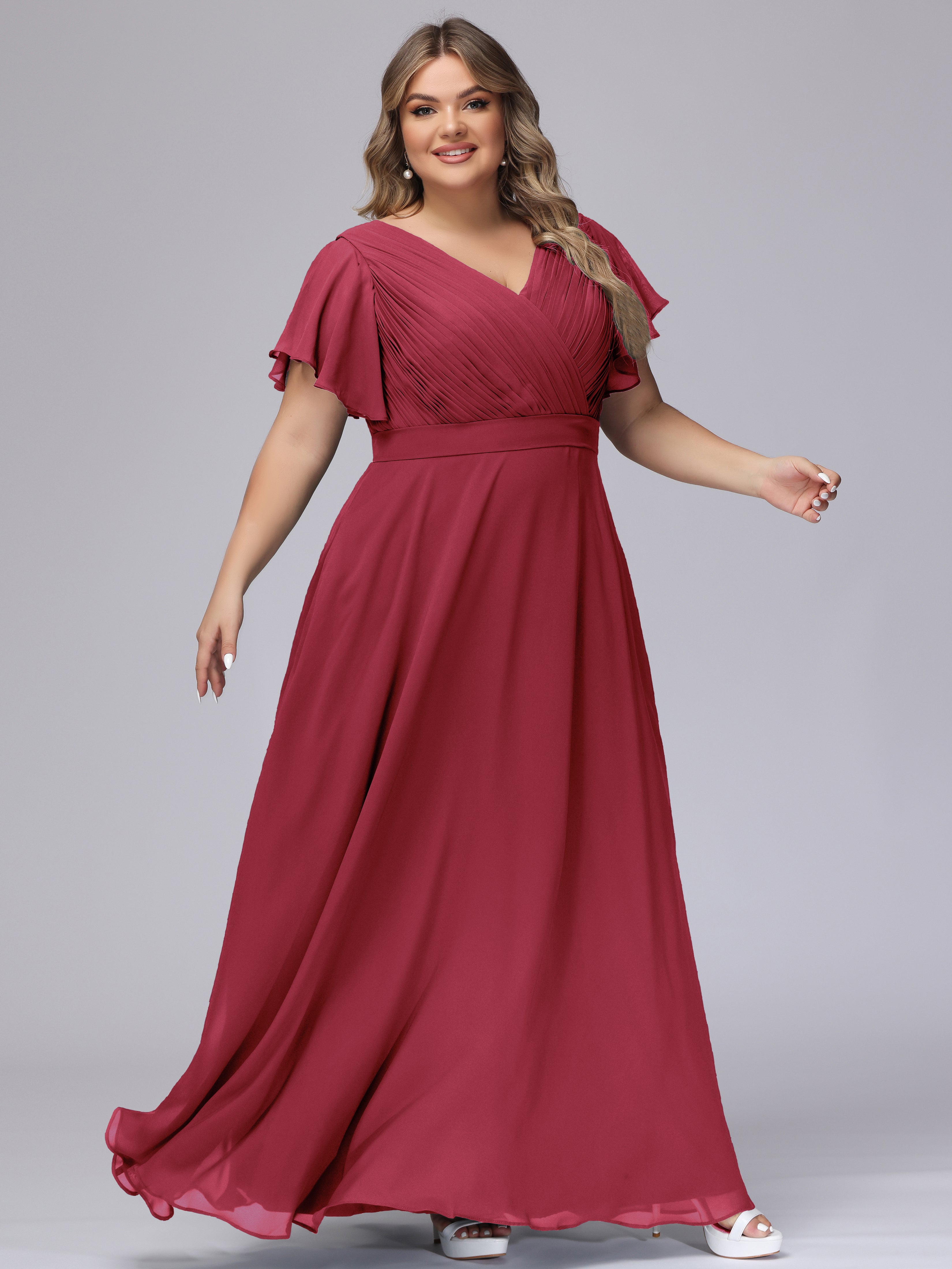 Plus size dress with ruffle sleeves best sale