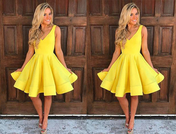 Short yellow homecoming dresses on sale