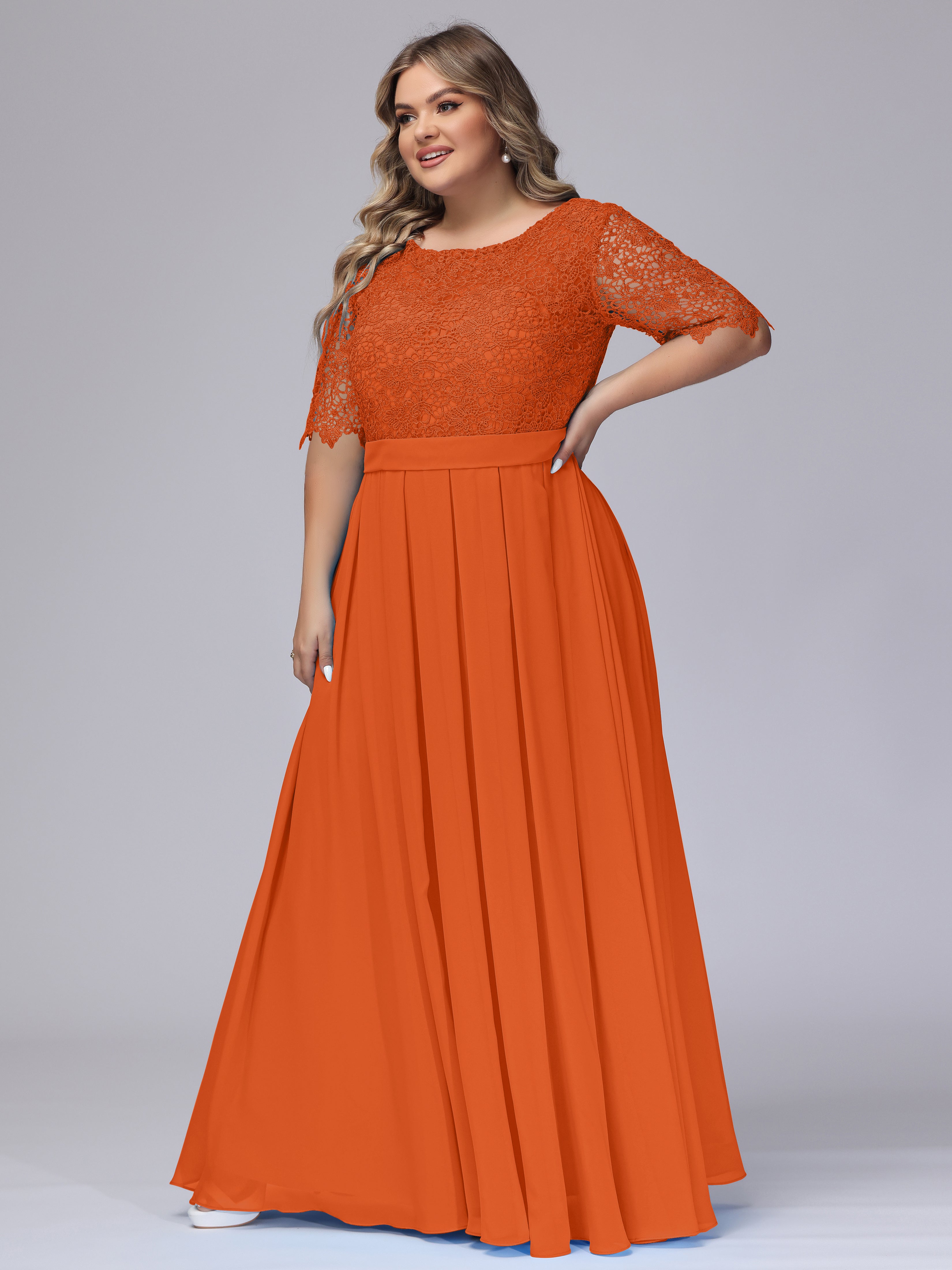 Half sleeve plus size bridesmaid dresses best sale