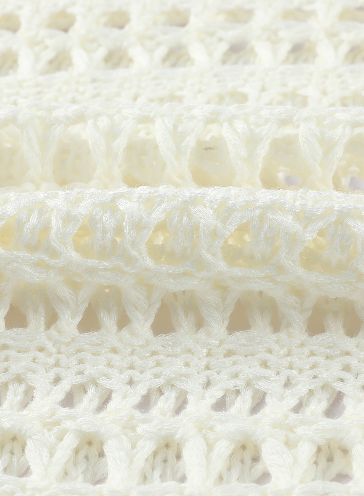 Savaviaswim - White Mesh Knitted Long Sleeve Hollow Sun-proof Round Neck Cover Up