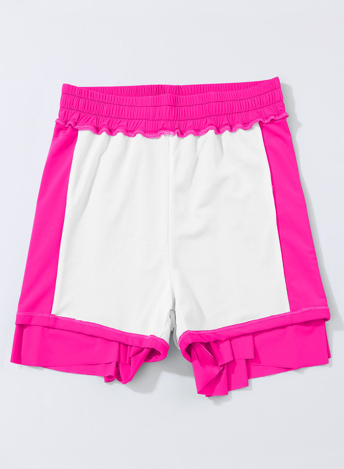 Savaviaswim - Pink Solid Color Simple Versatile High Waist Swim Short