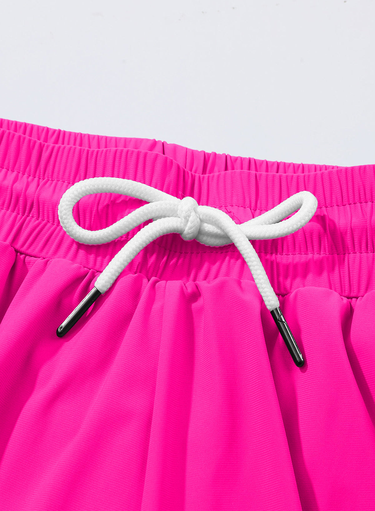 Savaviaswim - Pink Solid Color Simple Versatile High Waist Swim Short