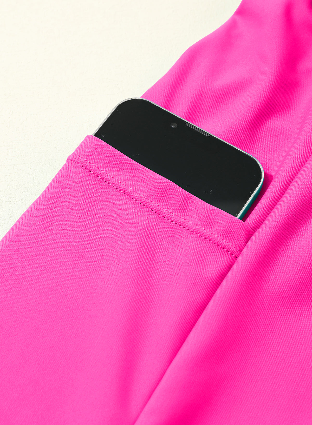 Savaviaswim - Pink Solid Color Simple Versatile High Waist Swim Short