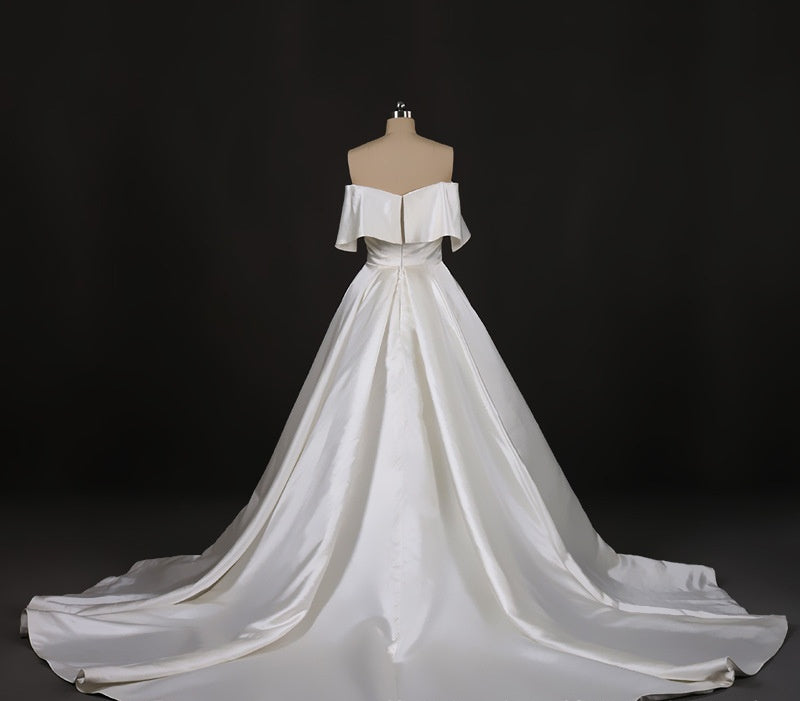 Vintage Simple Style Satin Ivory Wedding Dresses Bridal Dresses