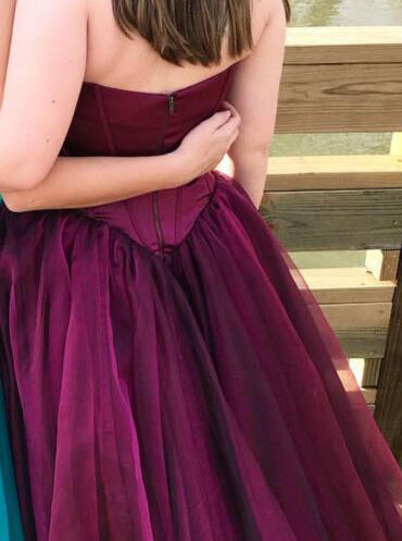 Simple Grape Sleeveless Ball Gown Long Prom Dresses