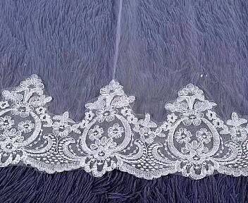 Charming Long Tulle Lace With Appliques Chapel Veils Wedding Veil V21 - Ombreprom