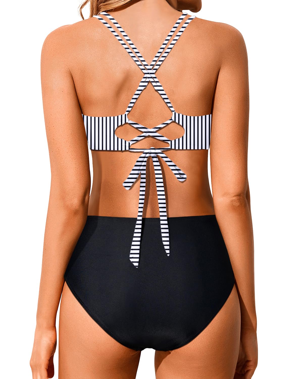 Savaviaswim - Women High Waisted Bikini Set Two Piece Swimsuits Push up Wrap Swim Suits Top Tummy Control Bathing Suit