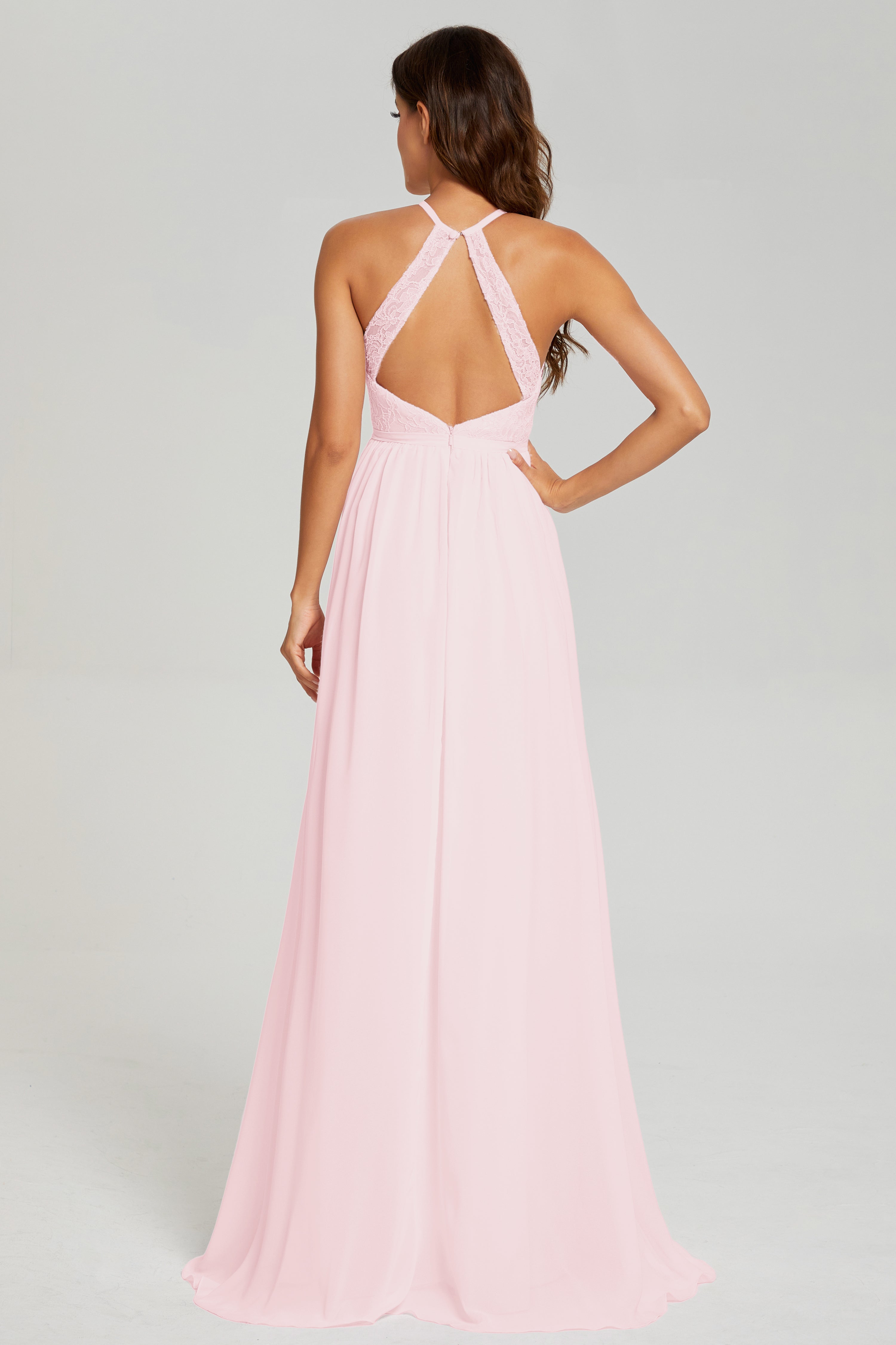 A-line Split Halter Prom Dresses