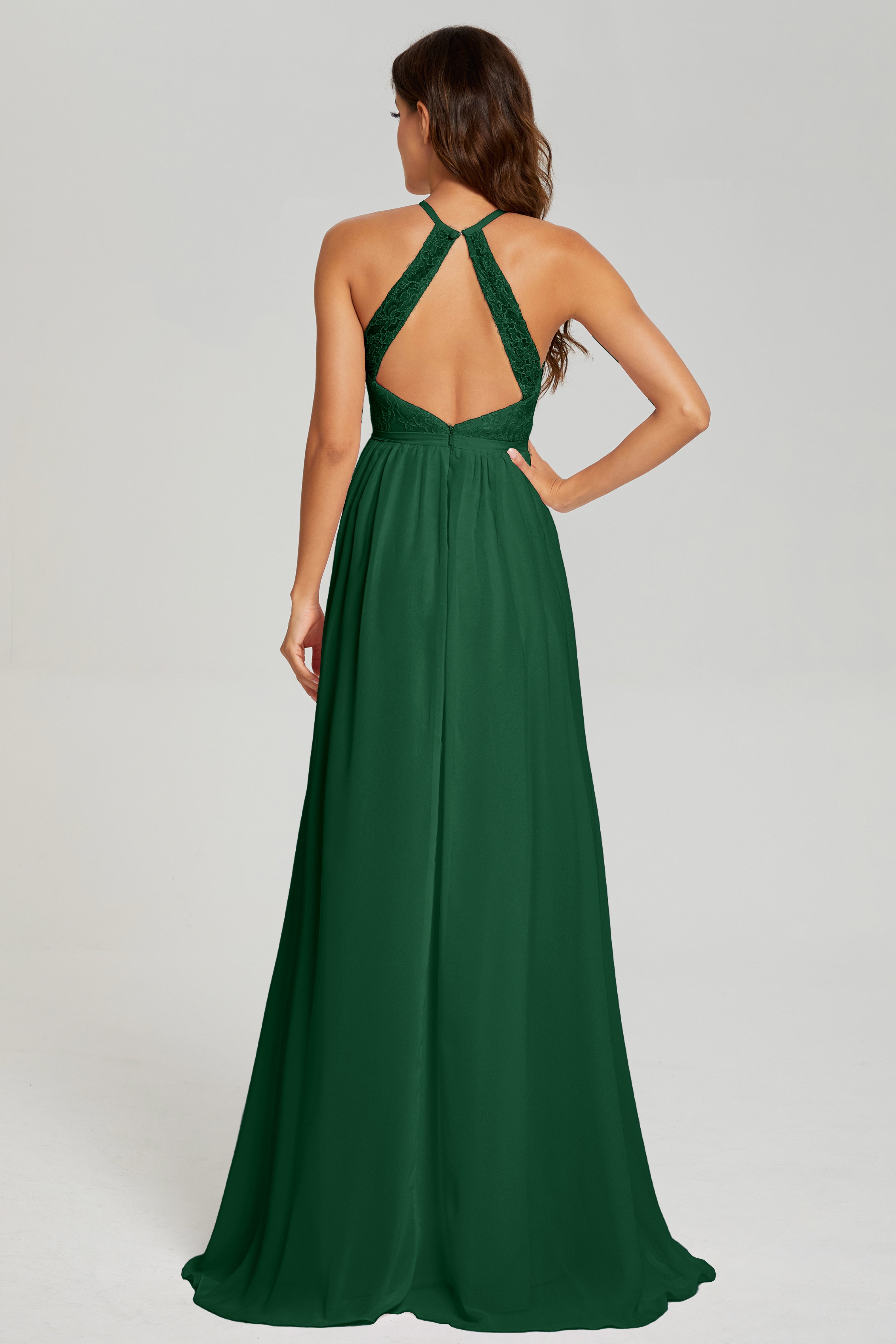 A-line Split Halter Prom Dresses