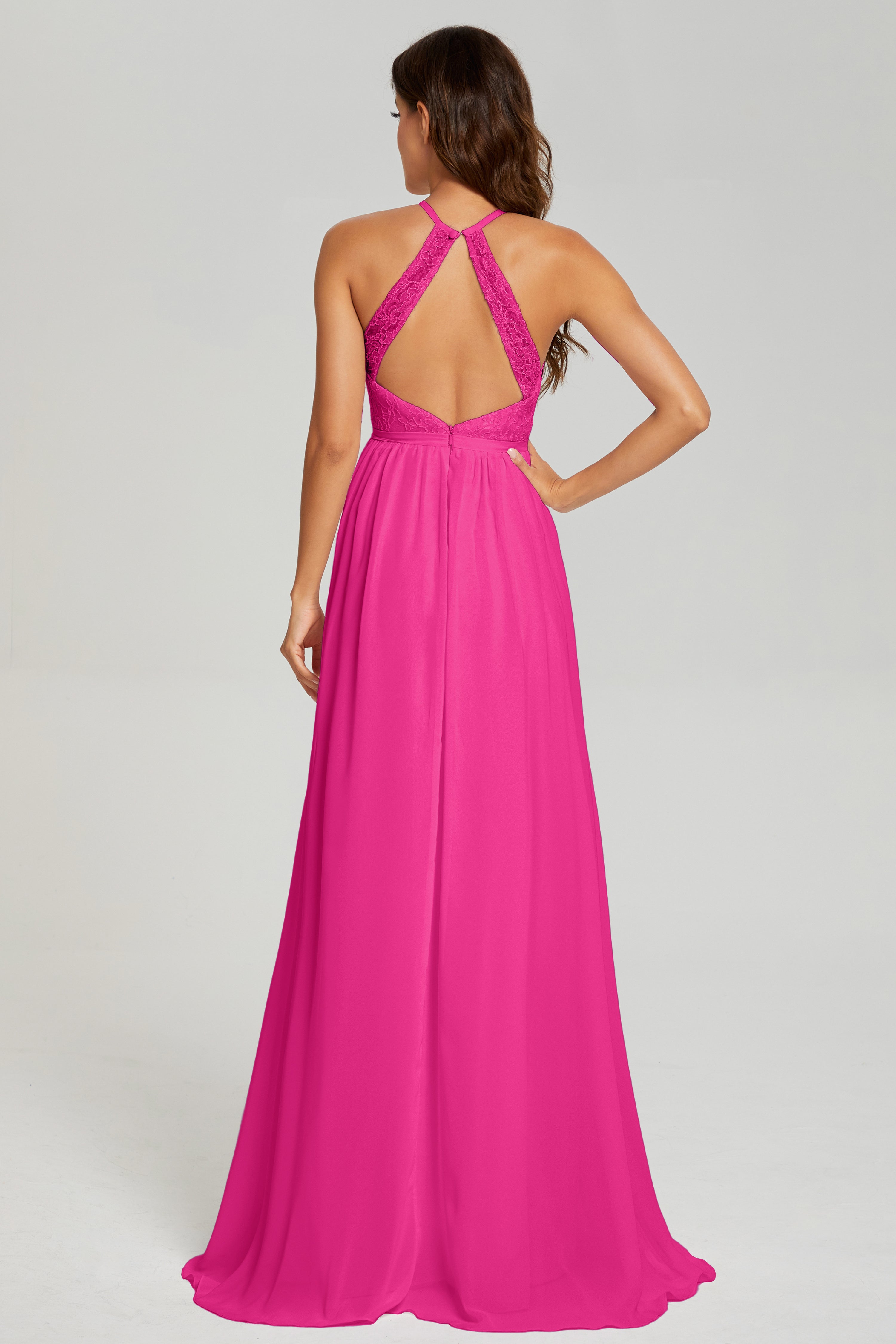 A-line Split Halter Prom Dresses