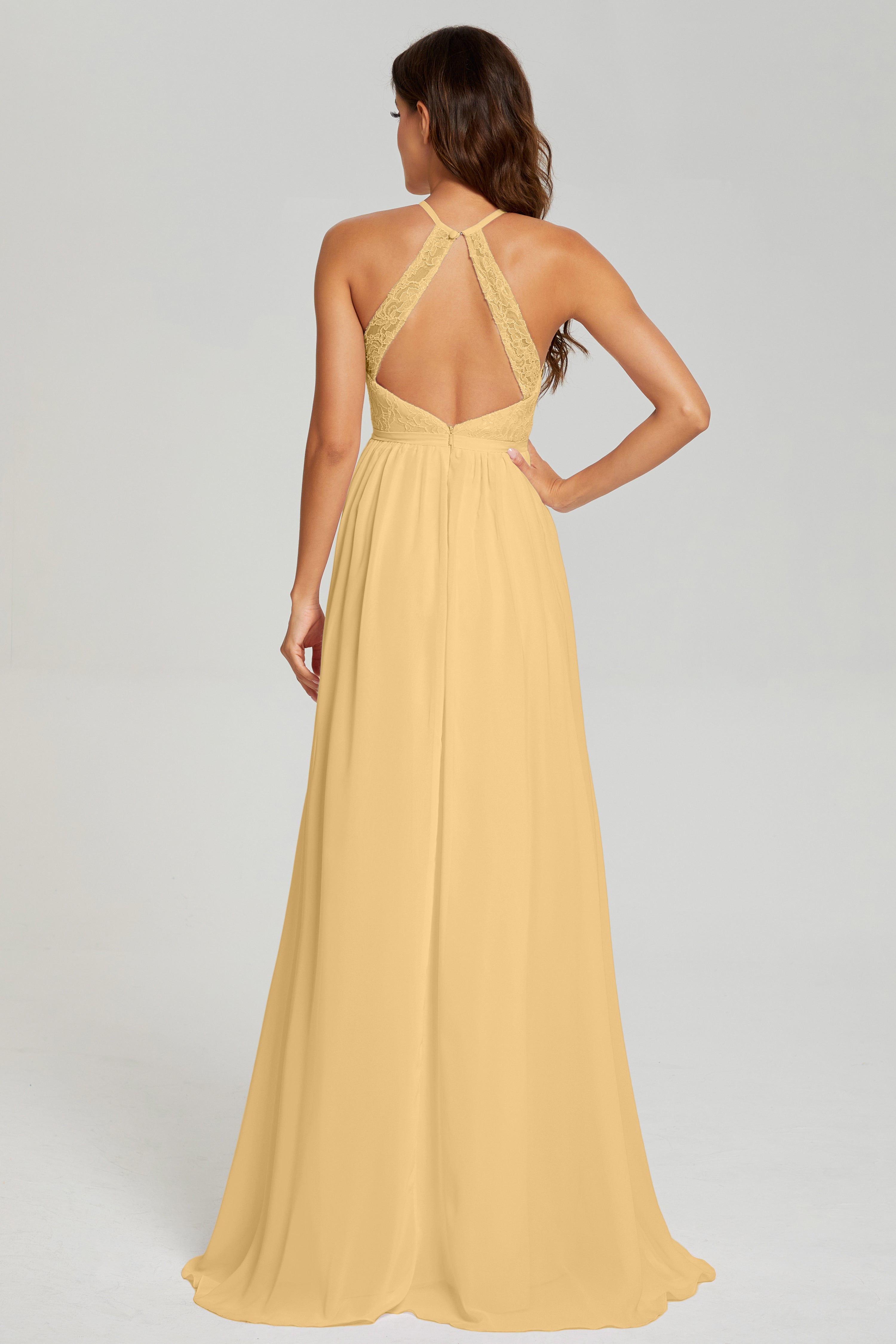 A-line Split Halter Prom Dresses