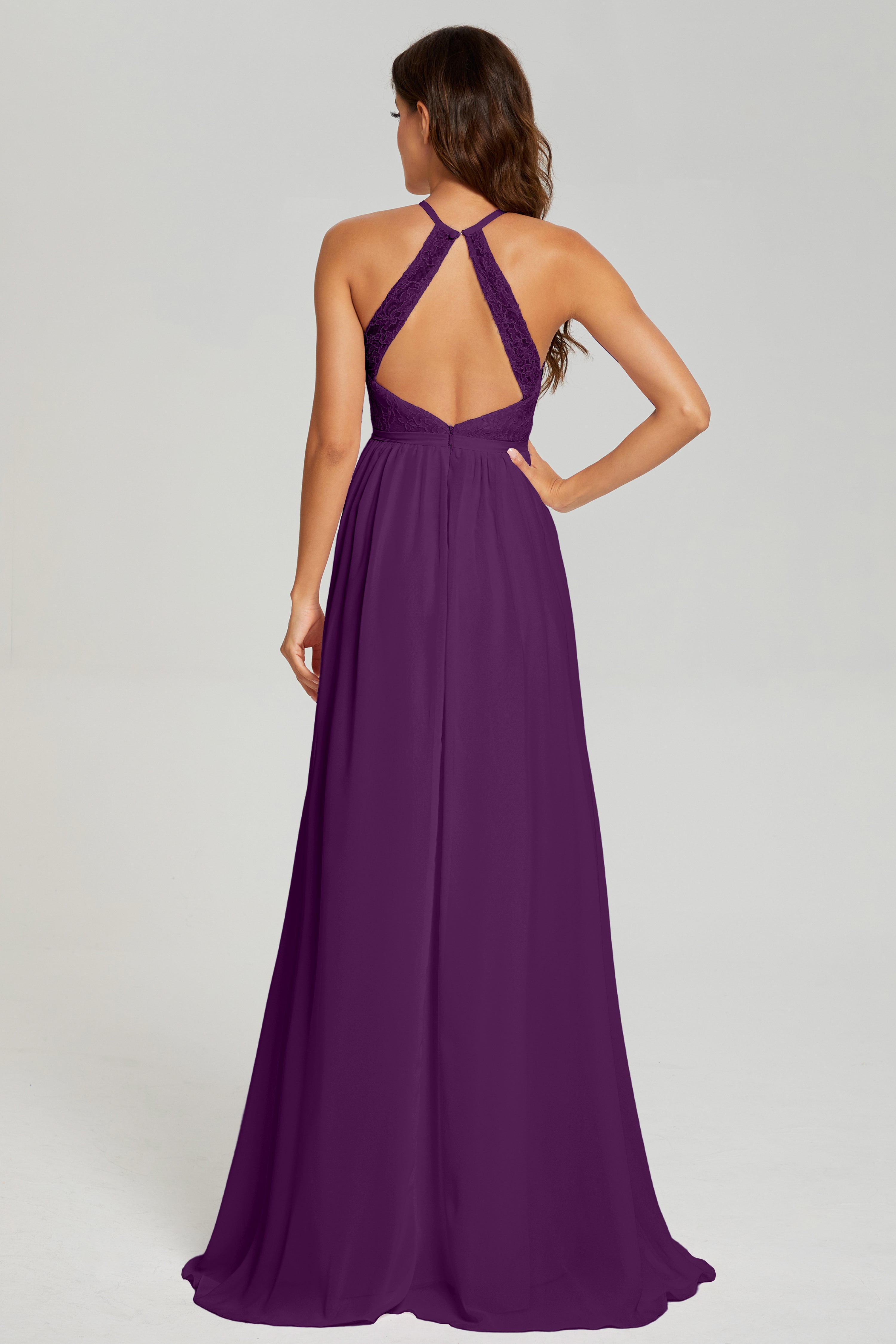 A-line Split Halter Prom Dresses