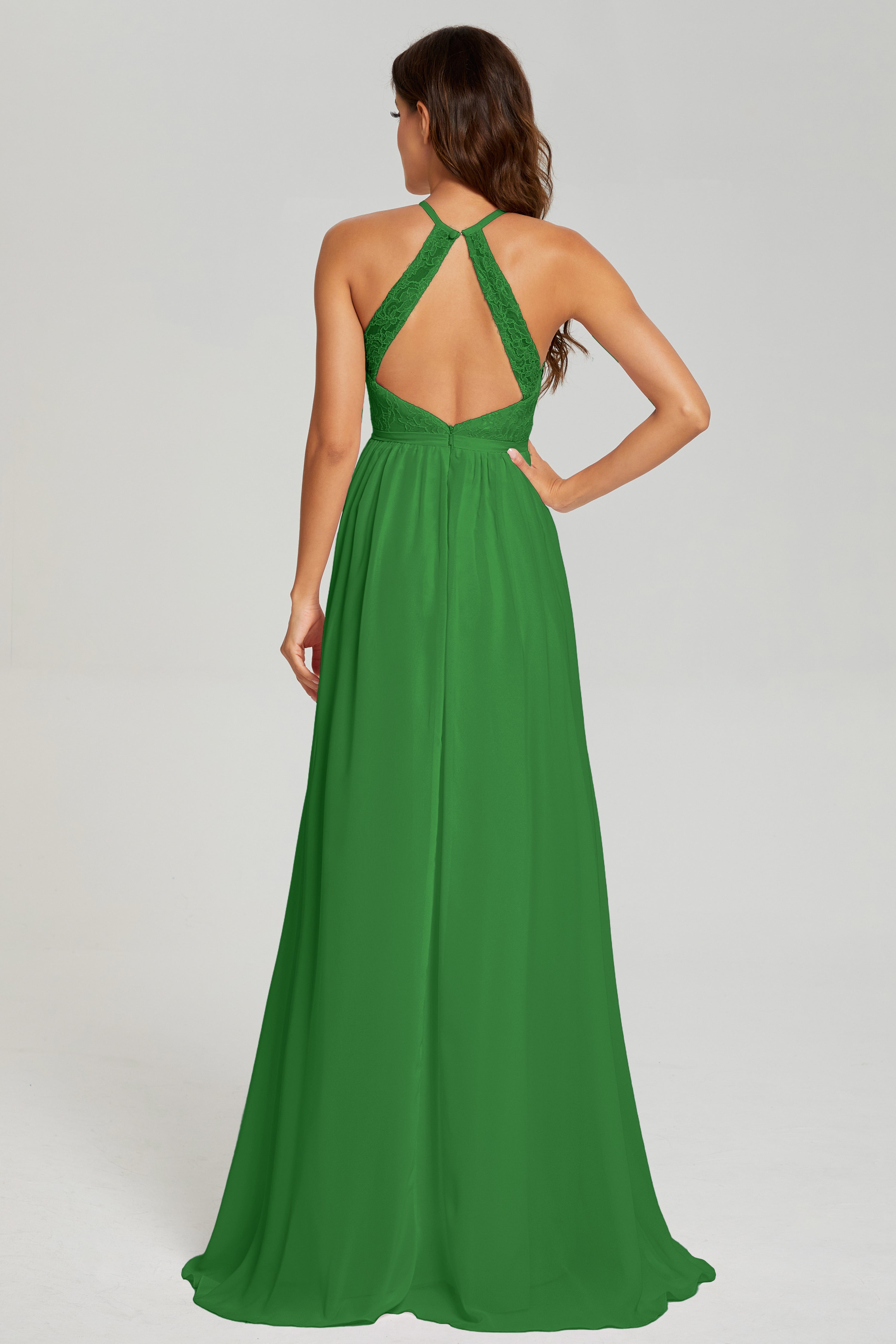 A-line Split Halter Prom Dresses