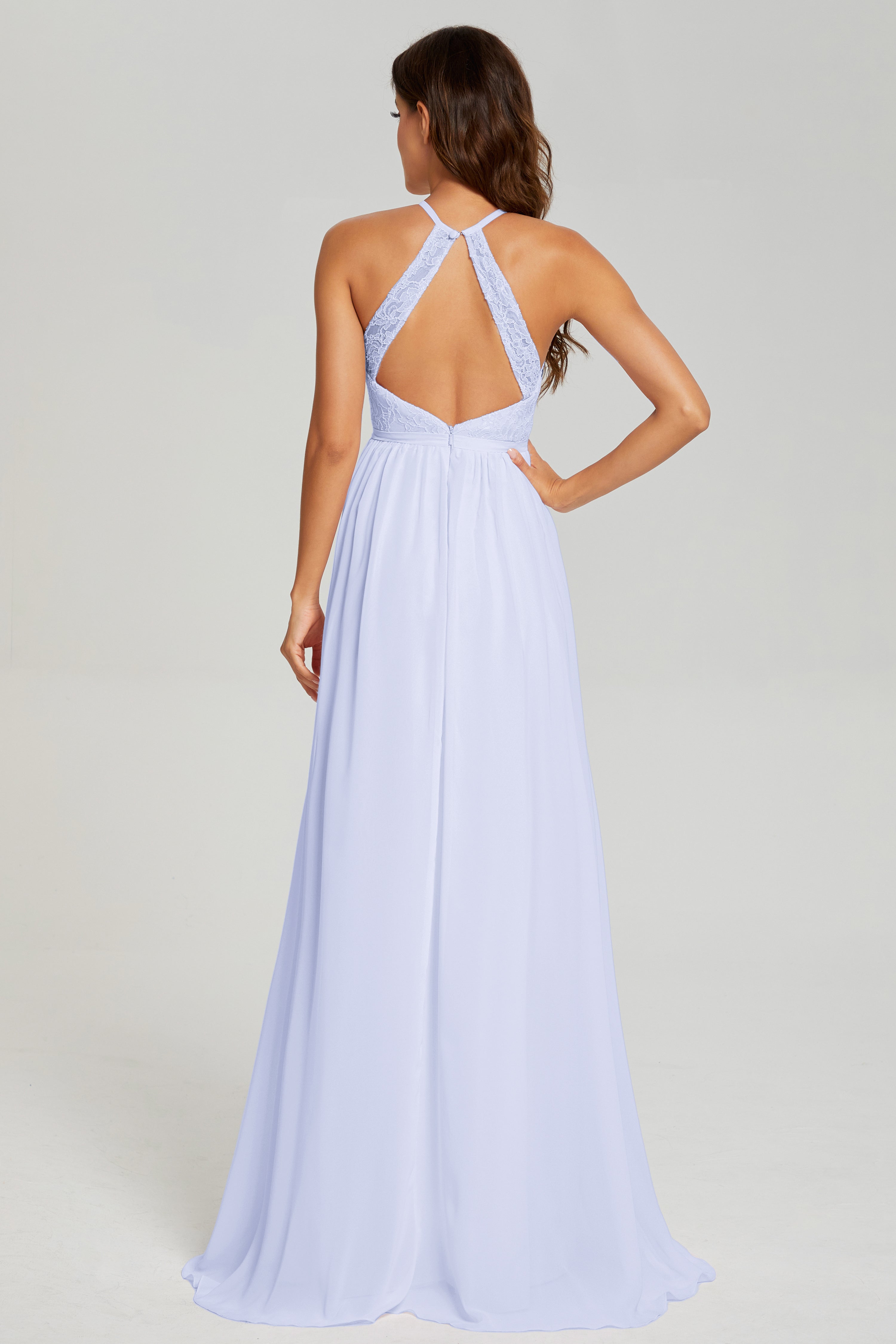 A-line Split Halter Prom Dresses