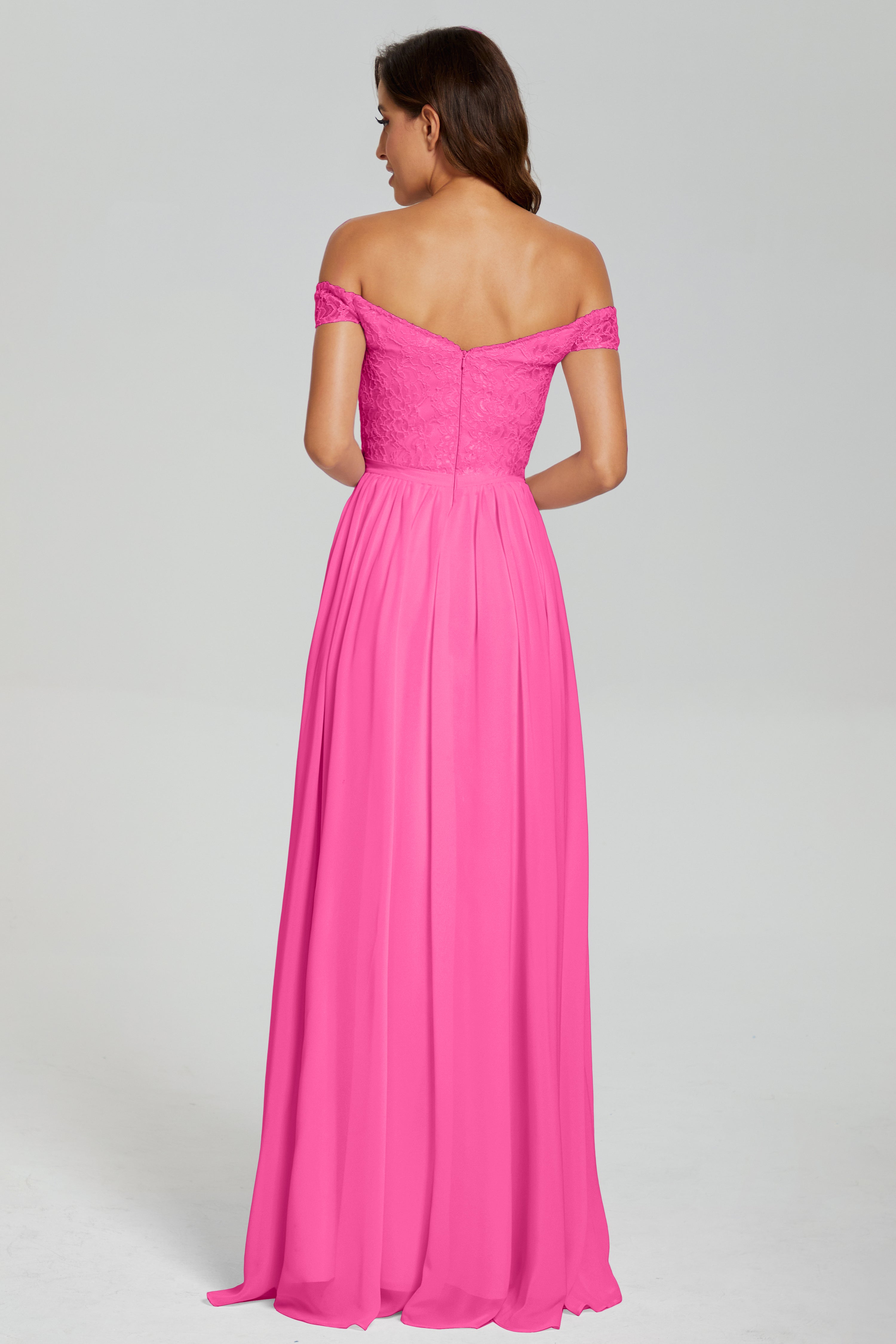 A-line Split Off the Shoulder Prom Dresses