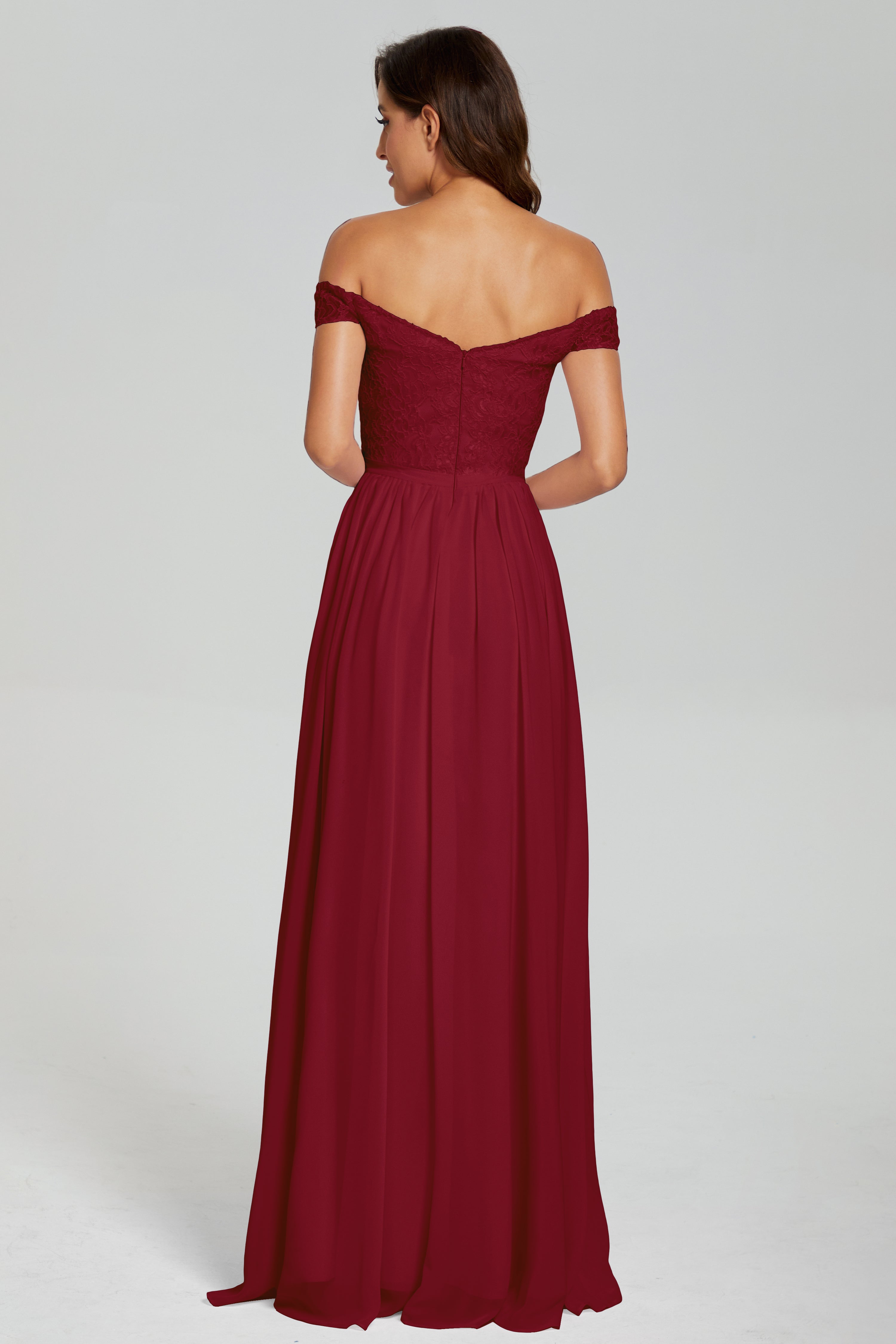 A-line Split Off the Shoulder Prom Dresses