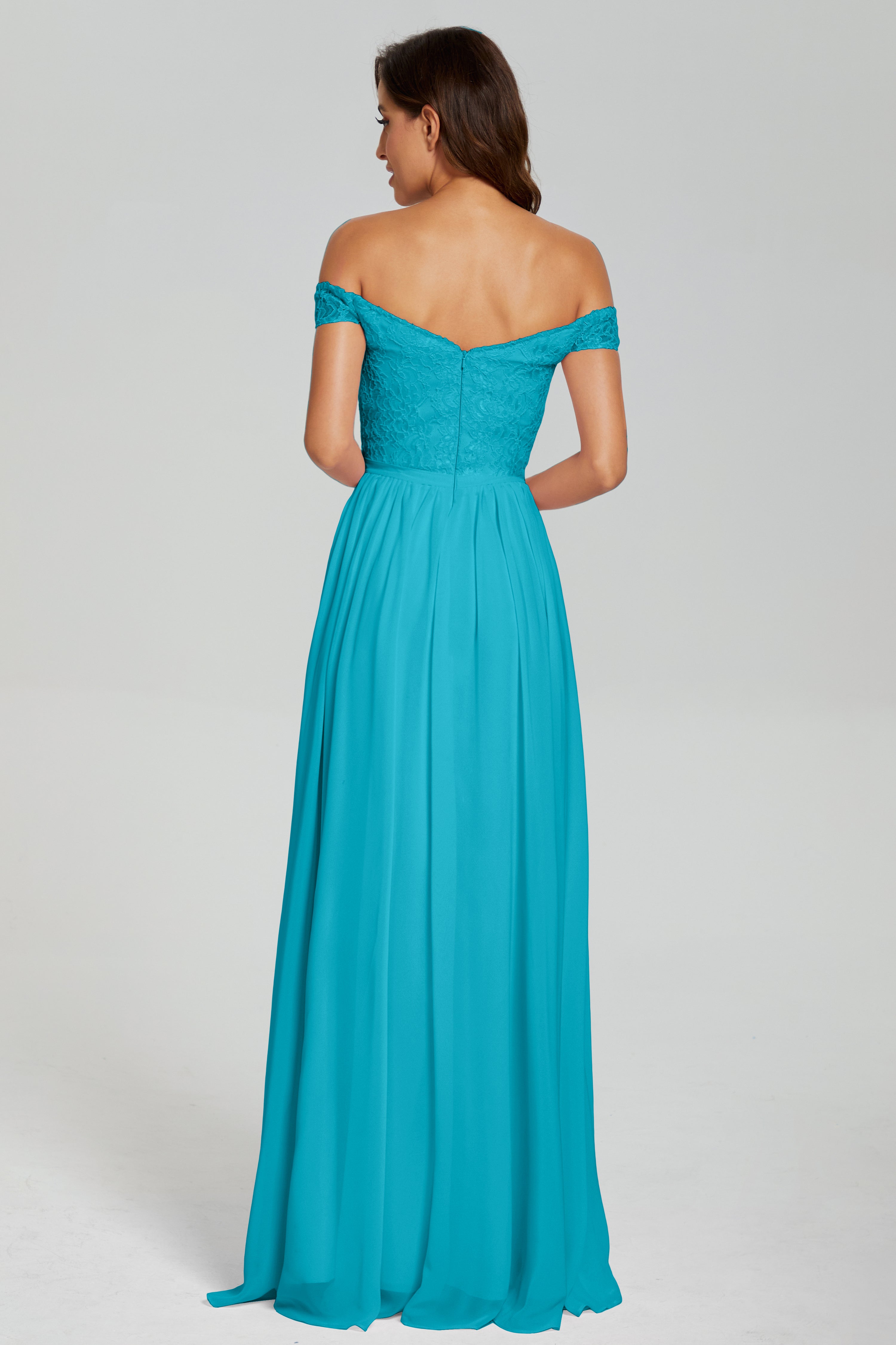 A-line Split Off the Shoulder Prom Dresses