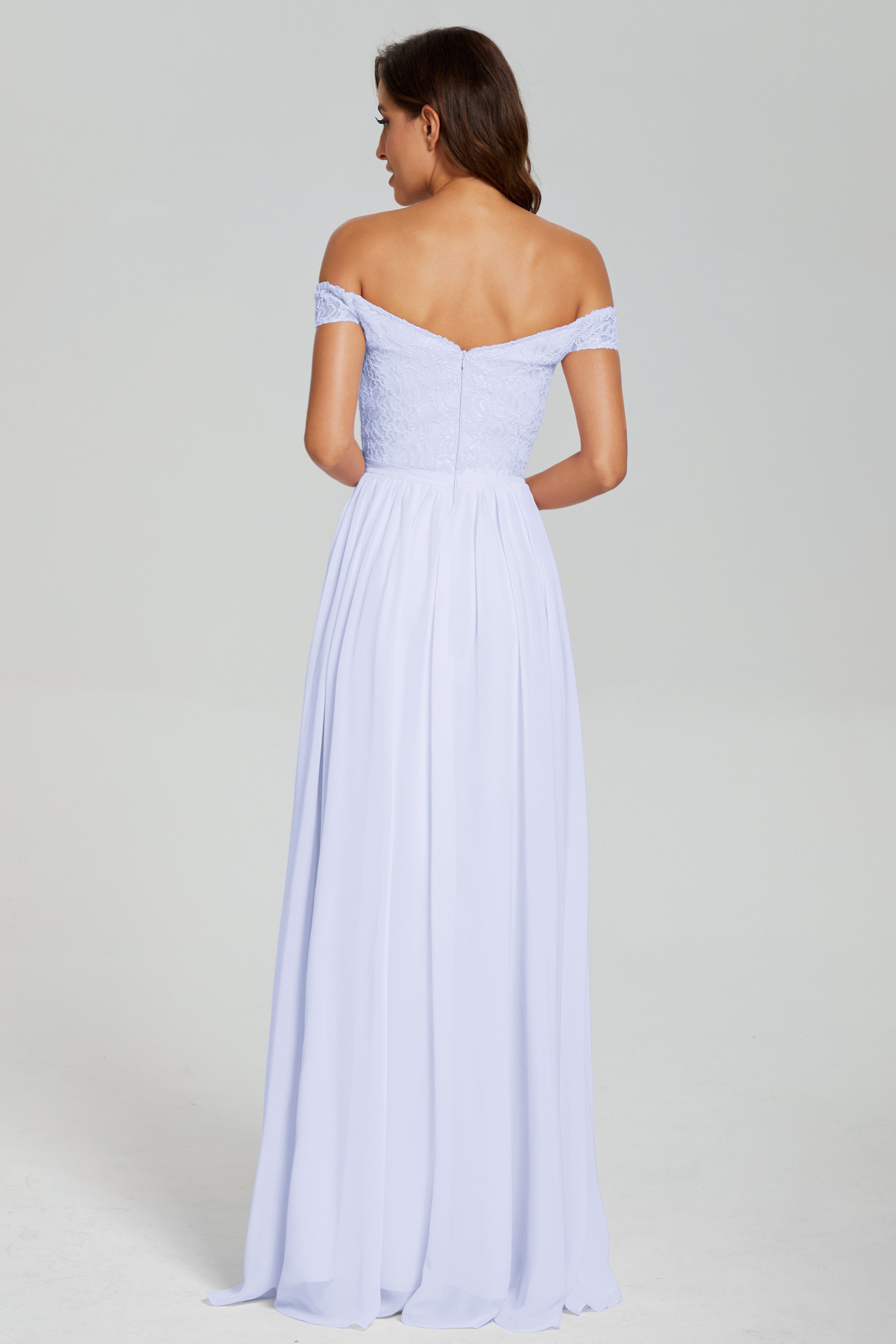 A-line Split Off the Shoulder Prom Dresses