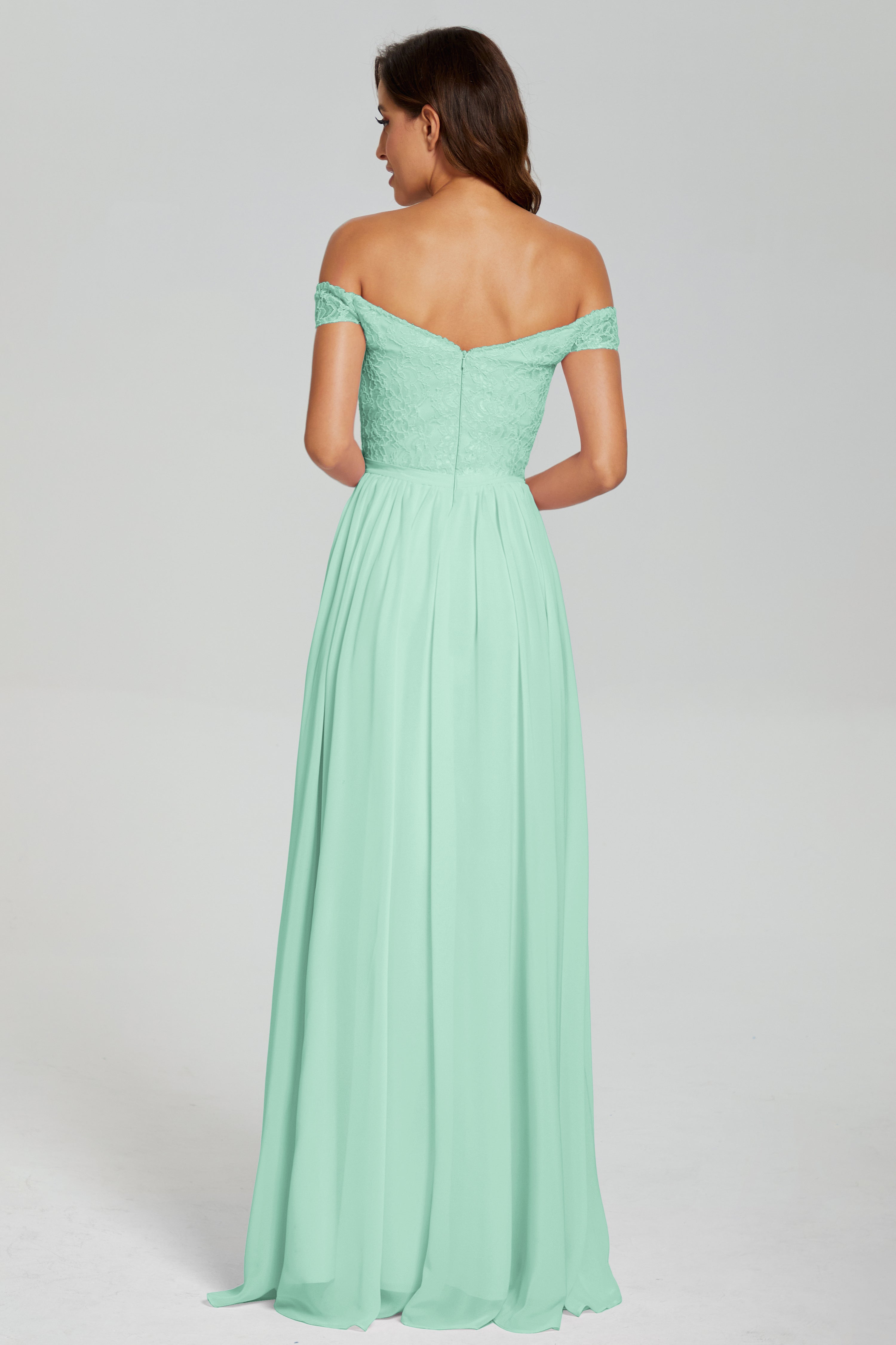 A-line Split Off the Shoulder Prom Dresses