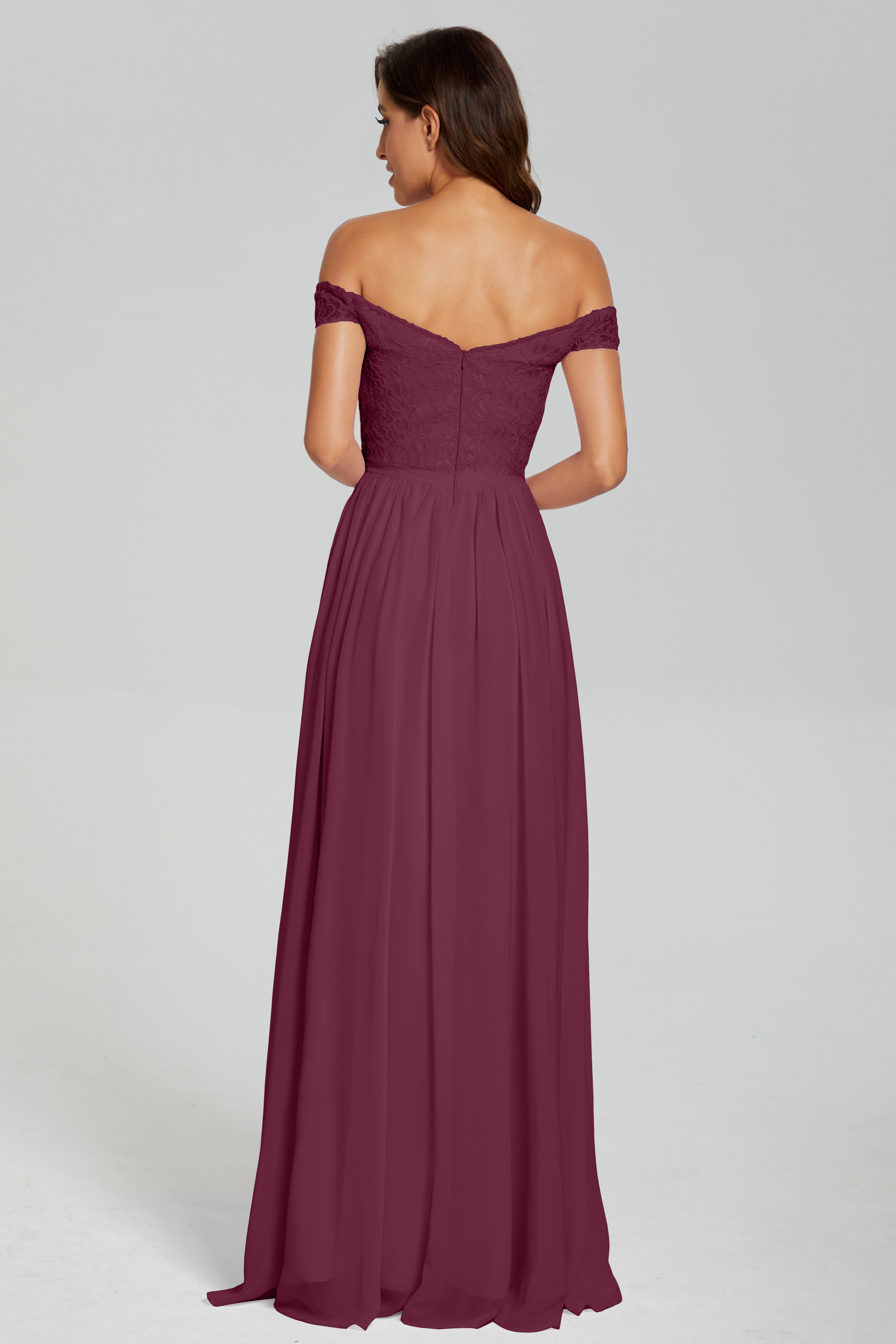 A-line Split Off the Shoulder Prom Dresses