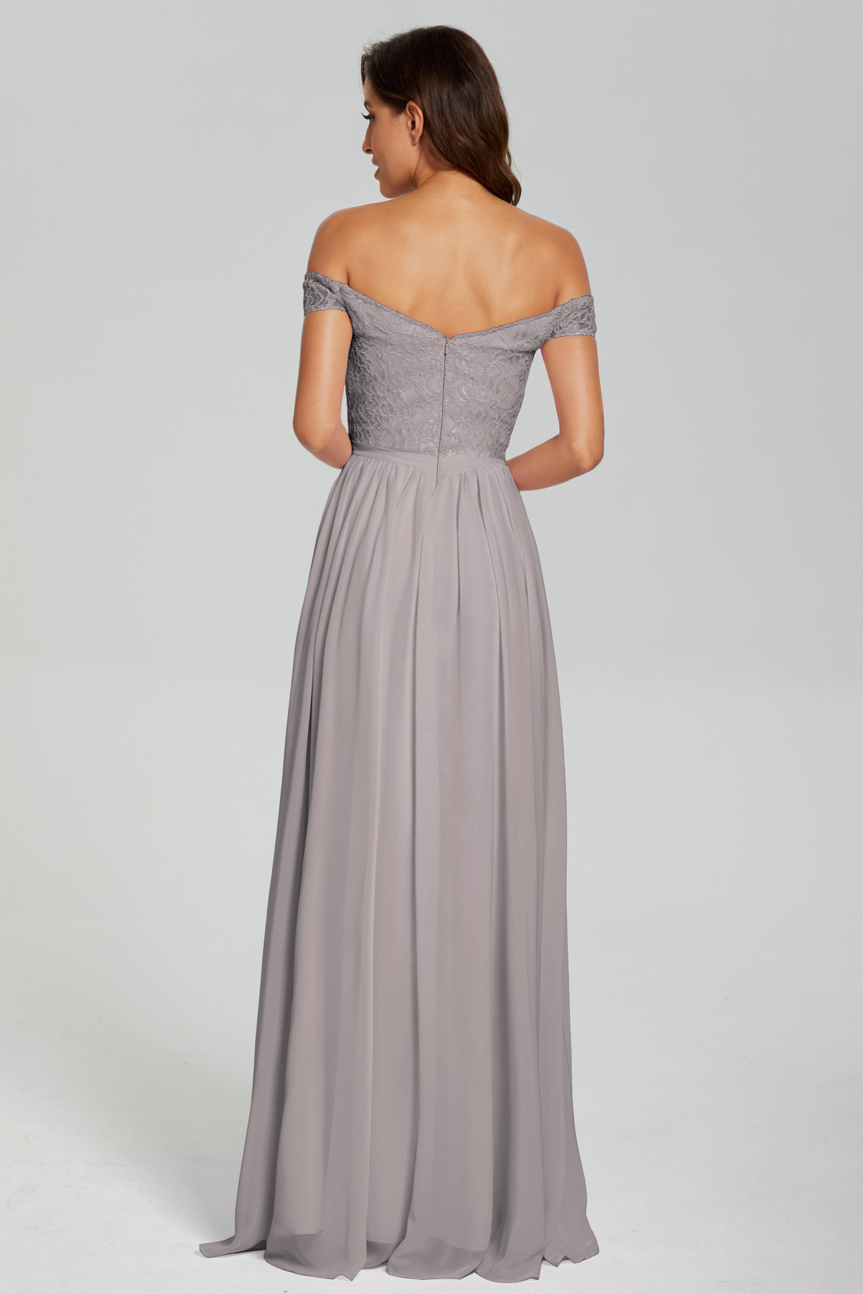 A-line Split Off the Shoulder Prom Dresses