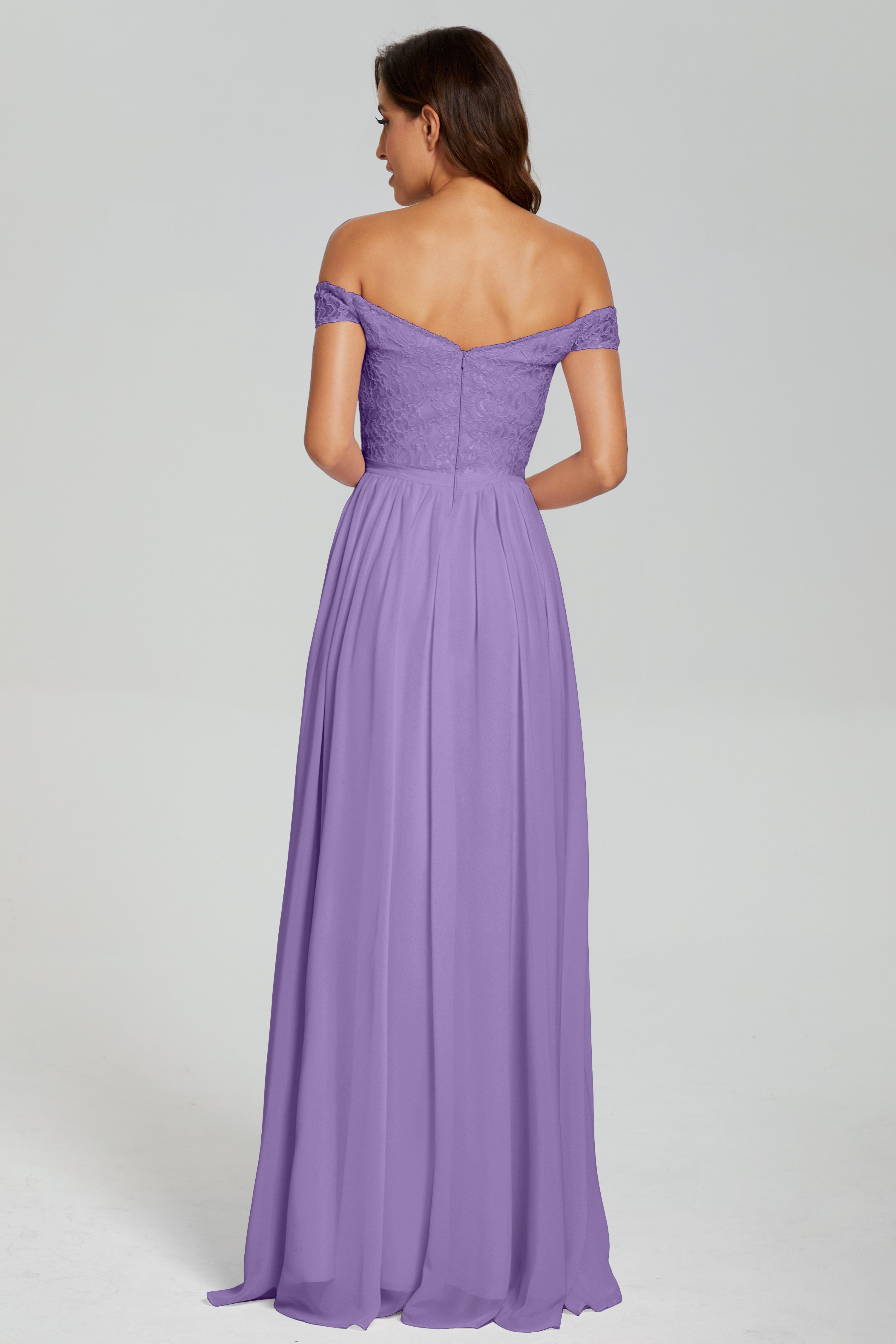 A-line Split Off the Shoulder Prom Dresses