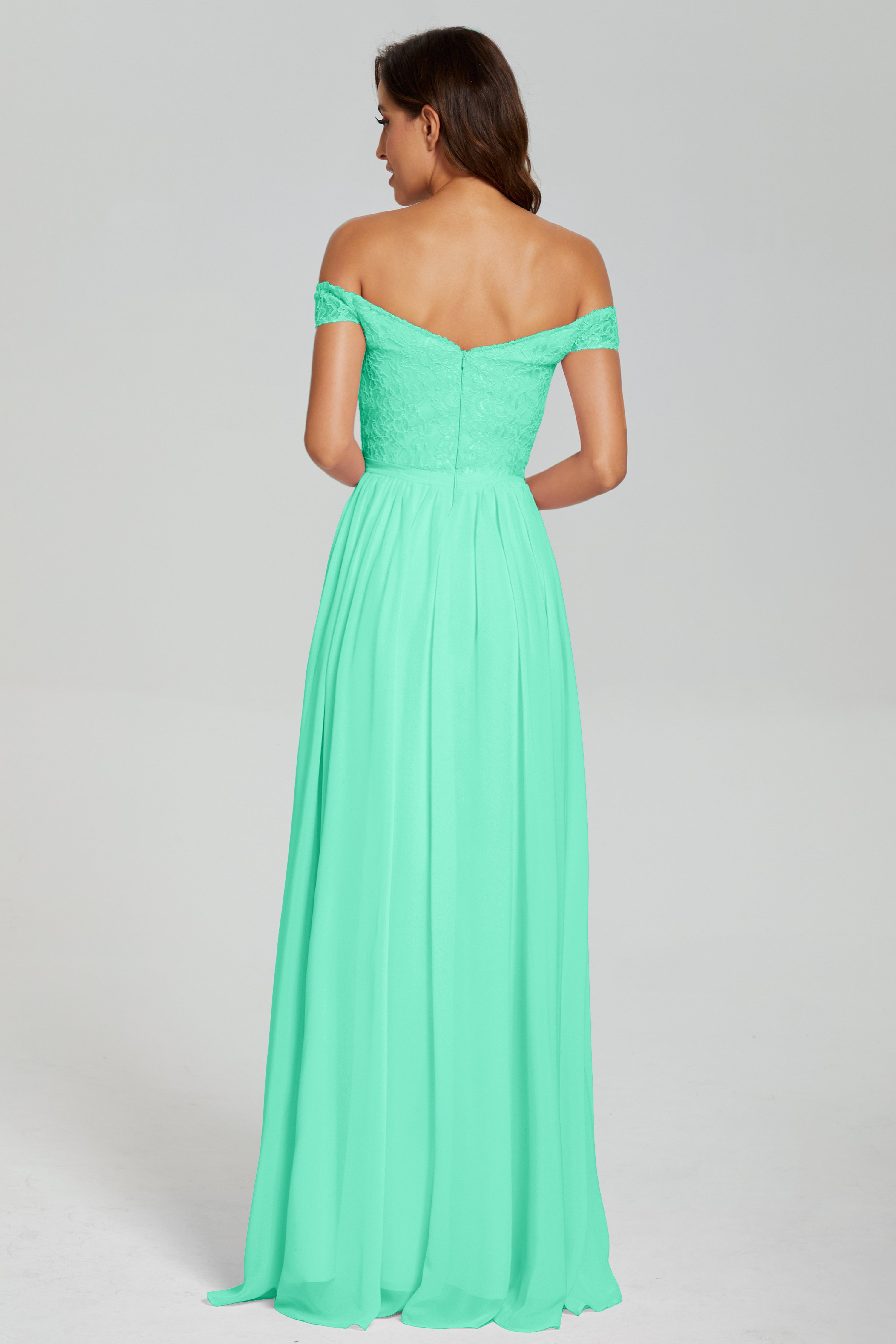 A-line Split Off the Shoulder Prom Dresses