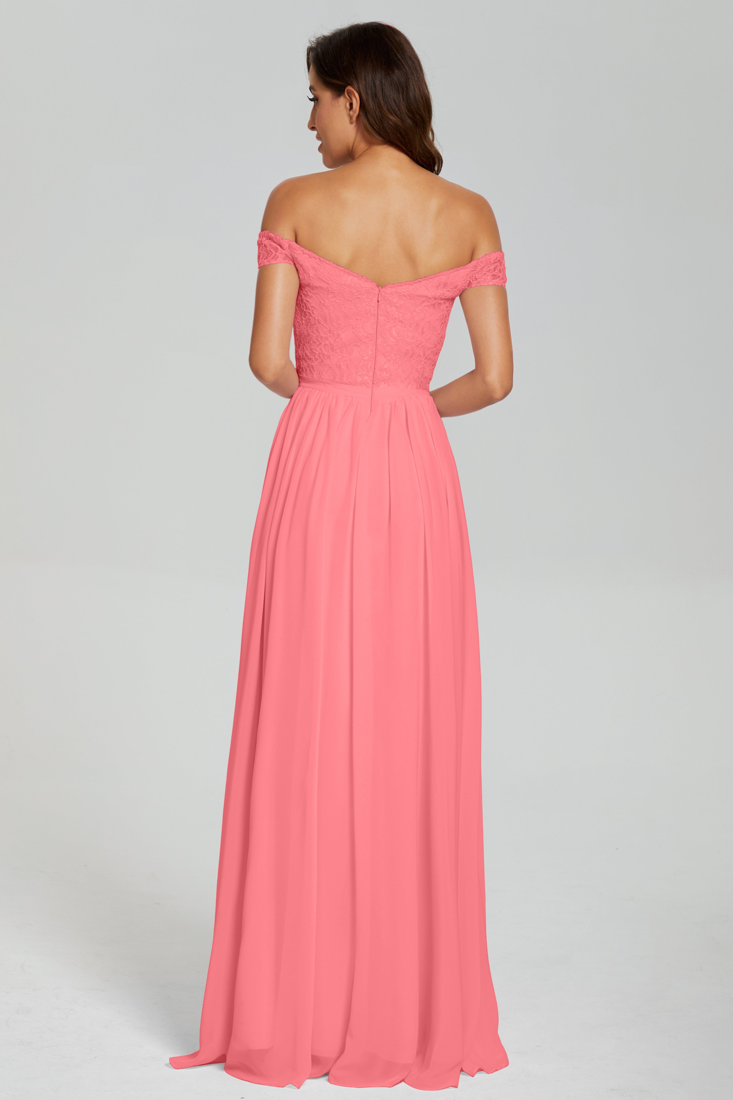 A-line Split Off the Shoulder Prom Dresses