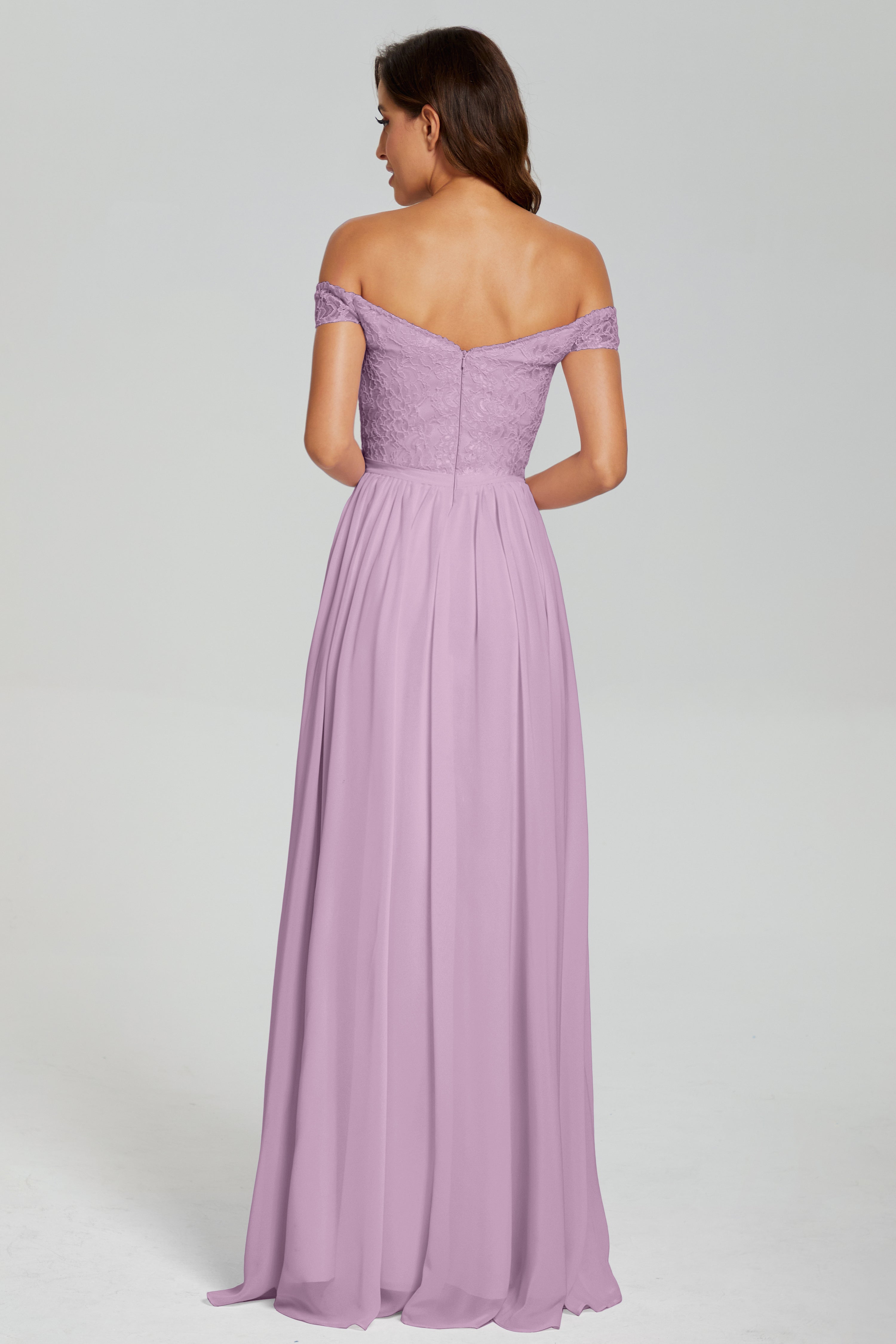 A-line Split Off the Shoulder Prom Dresses