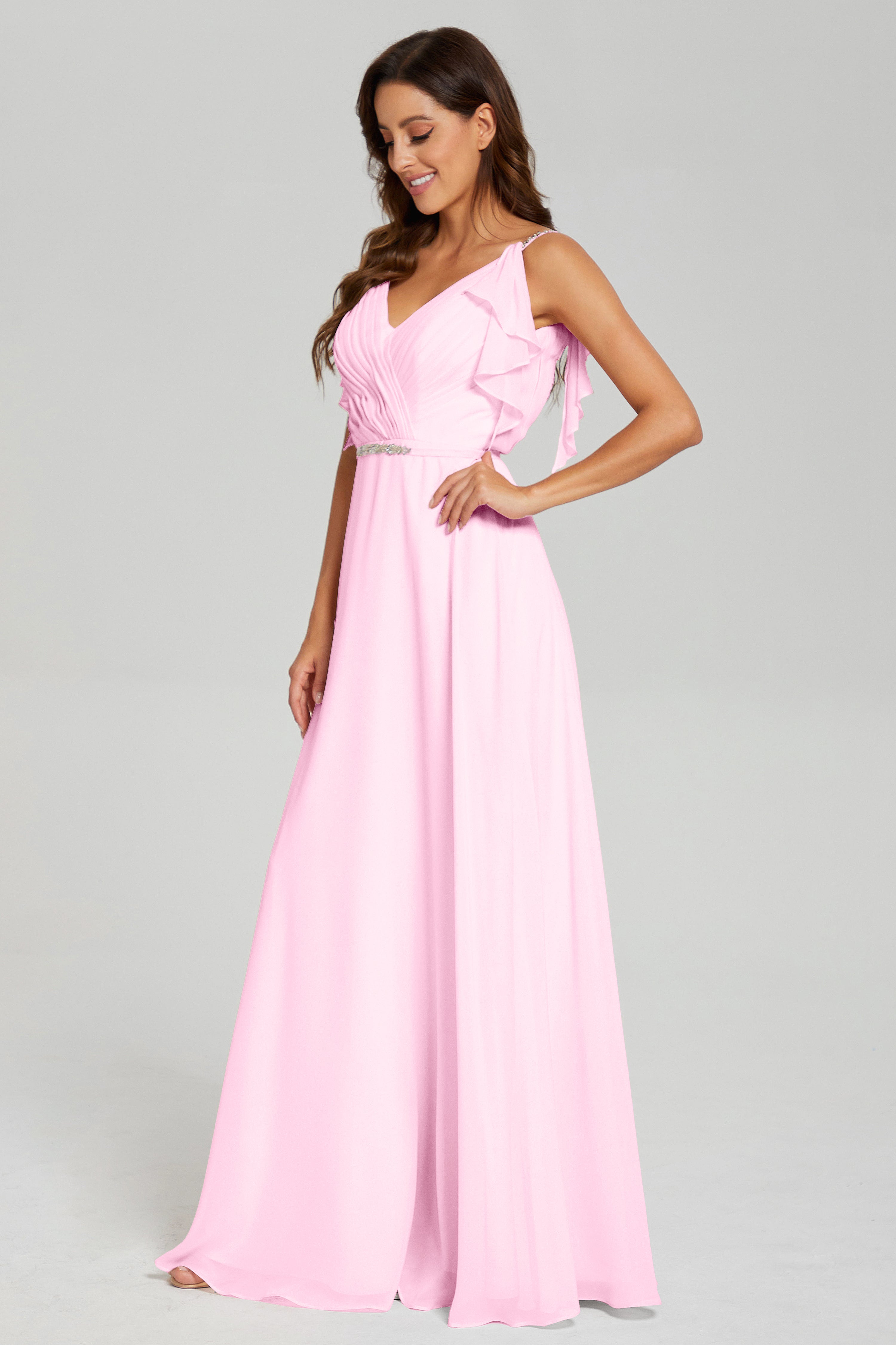 Backless Sequins Pleating Prom Dresses