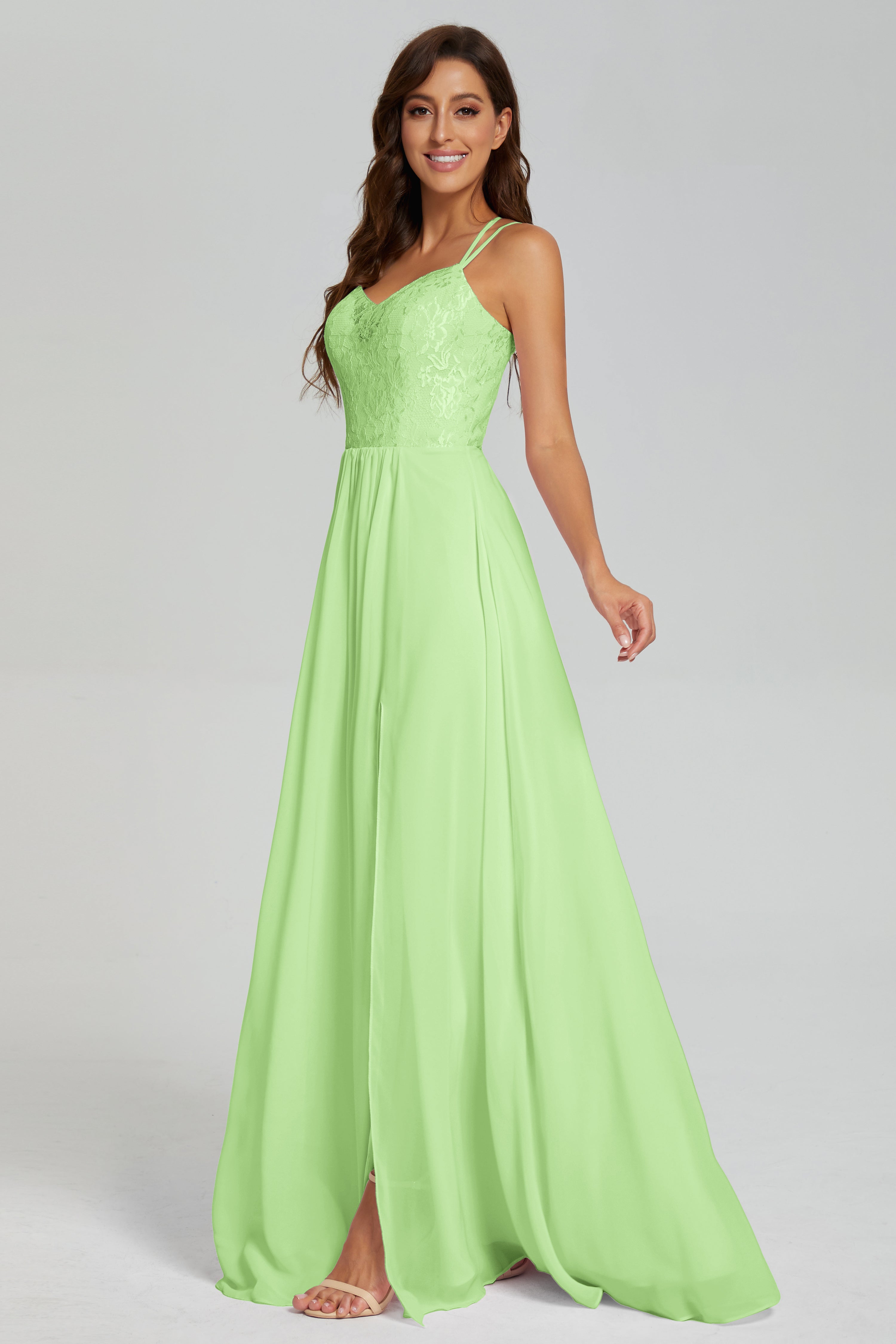 Criss Cross Spaghetti Straps Chiffon Prom Dresses