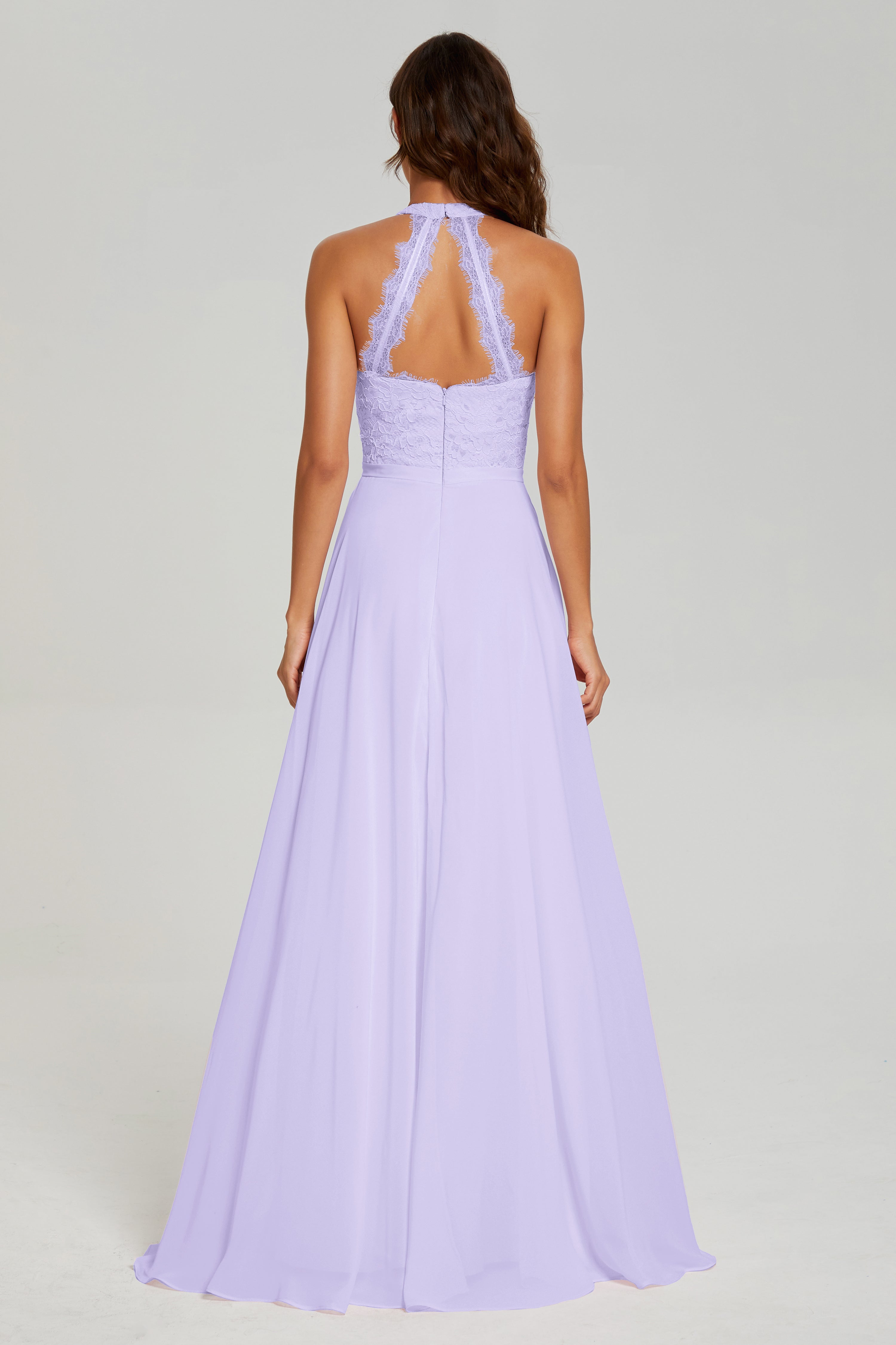 Halter A-line Lace Prom Dresses