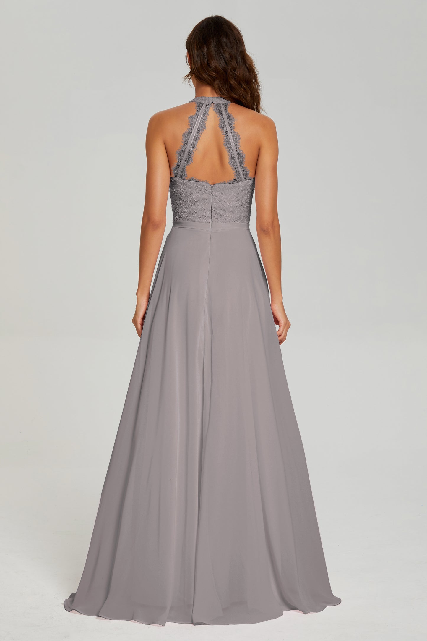 Halter A-line Lace Prom Dresses