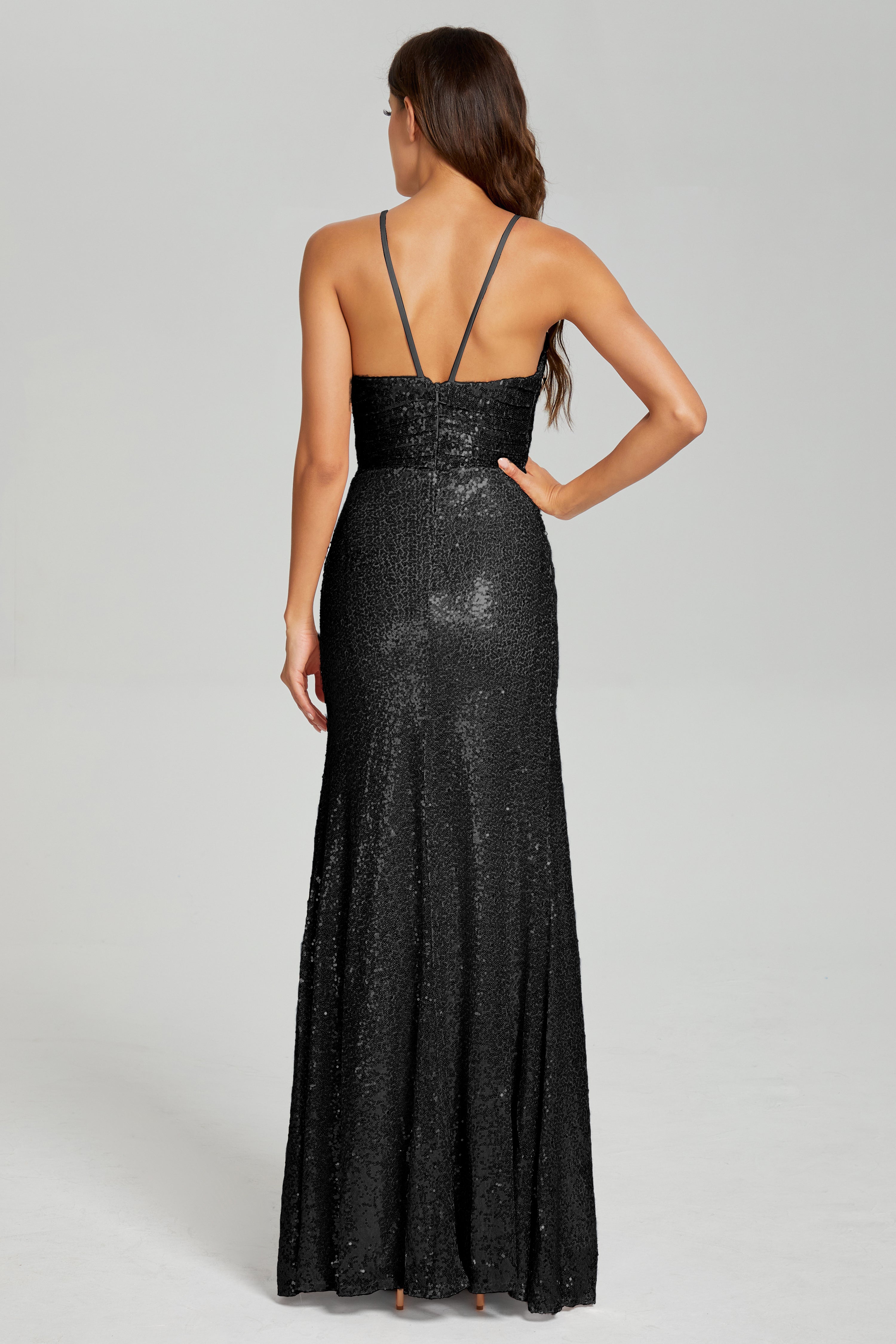 Column Halter Sequins Prom Dresses