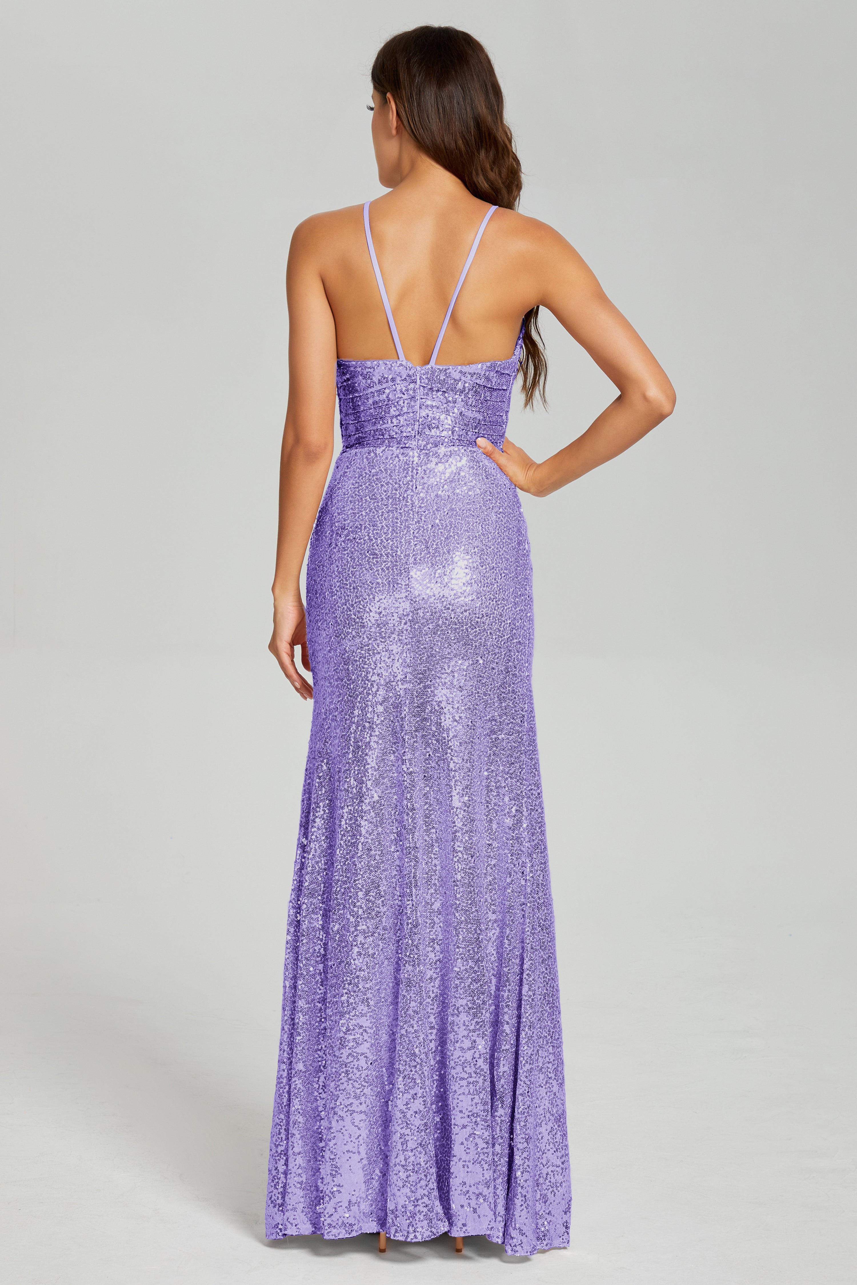 Column Halter Sequins Prom Dresses