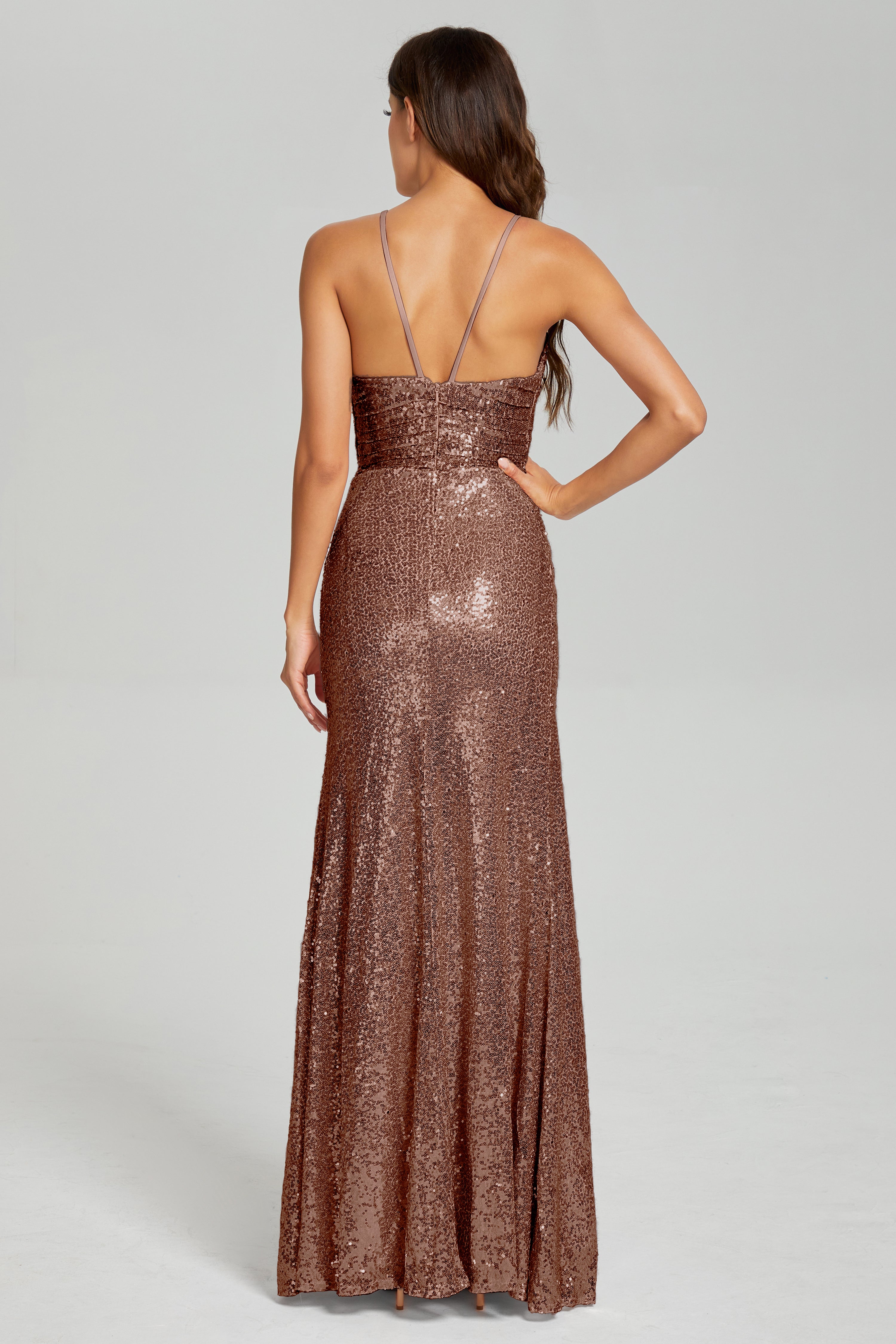 Column Halter Sequins Prom Dresses