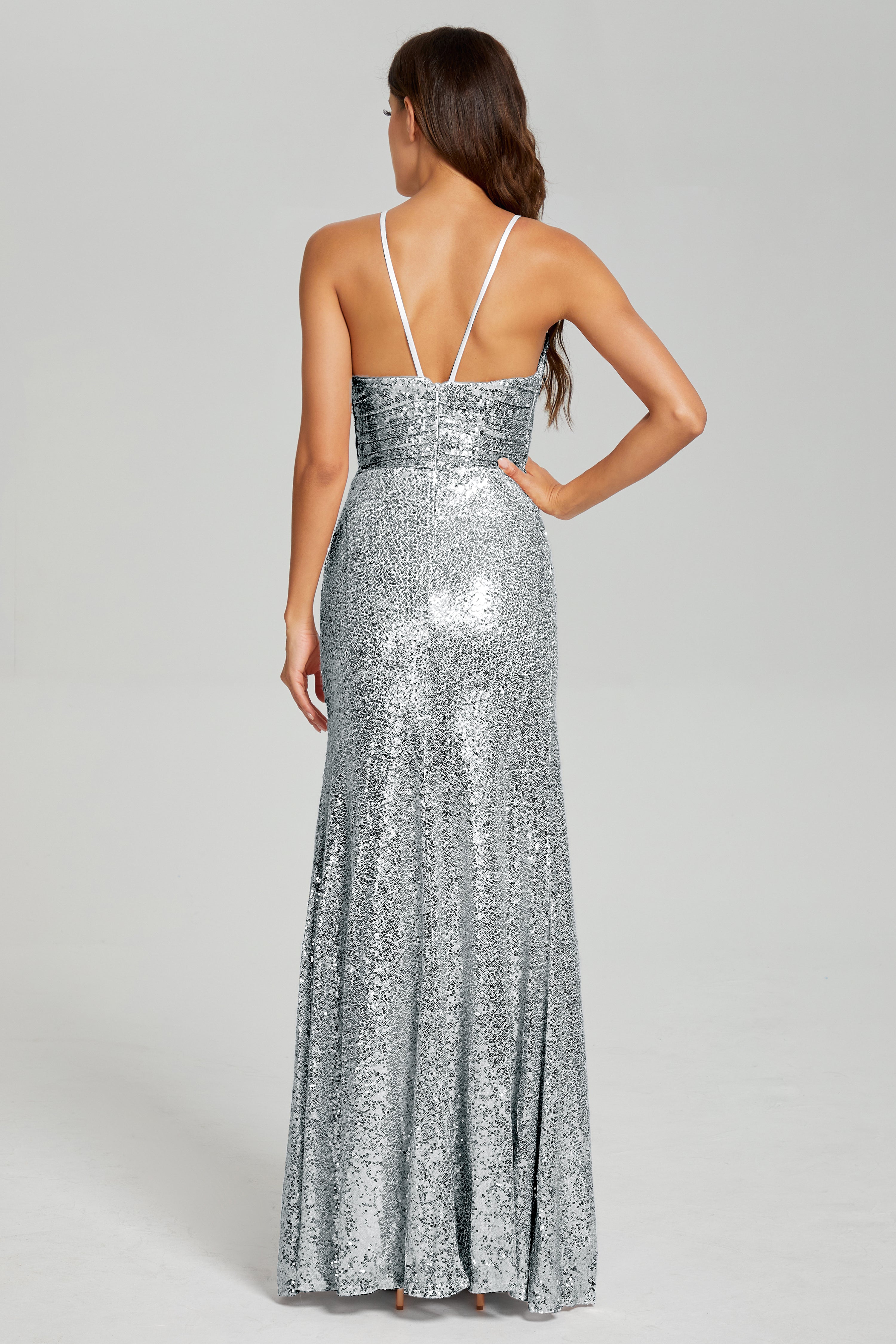 Column Halter Sequins Prom Dresses