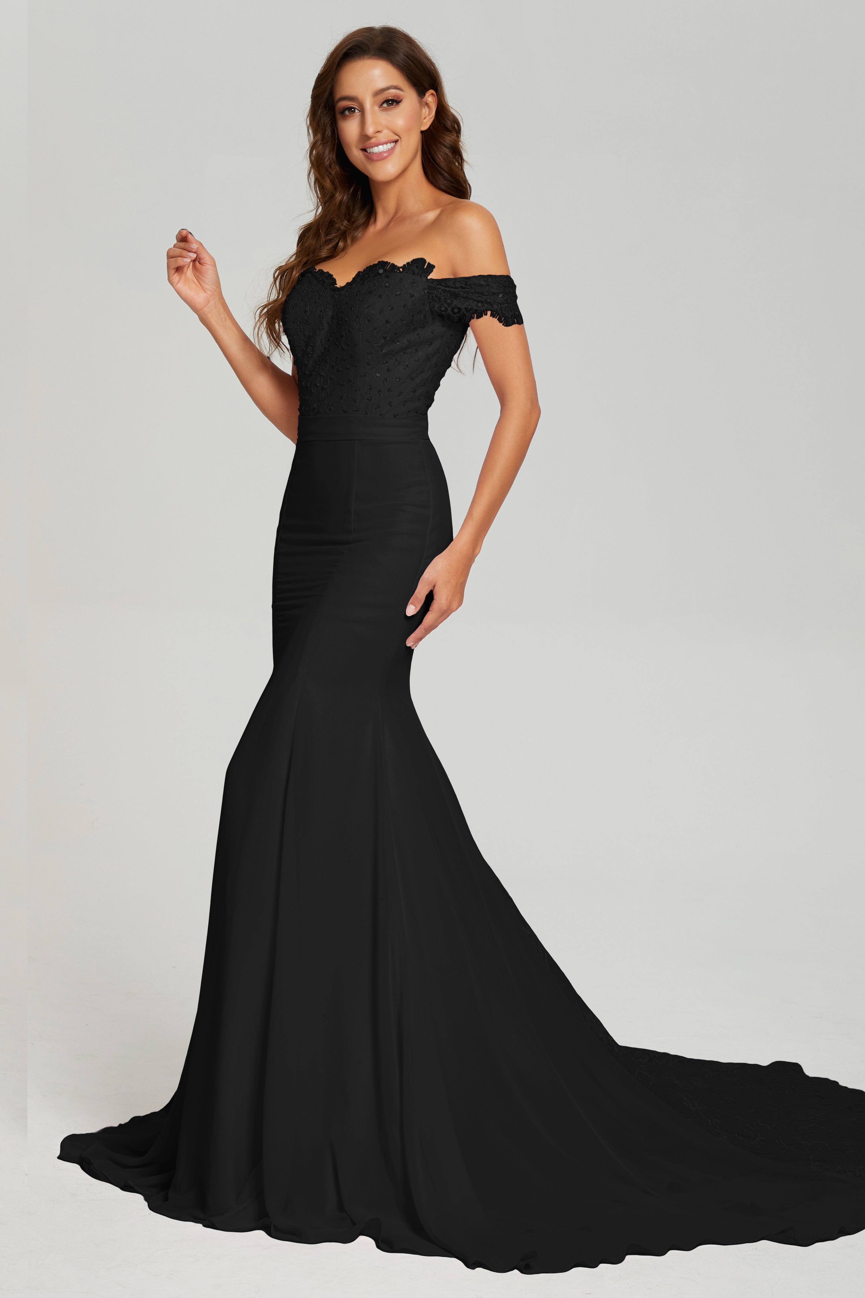 Off the Shoulder Mermaid Prom Dresses with Trailing