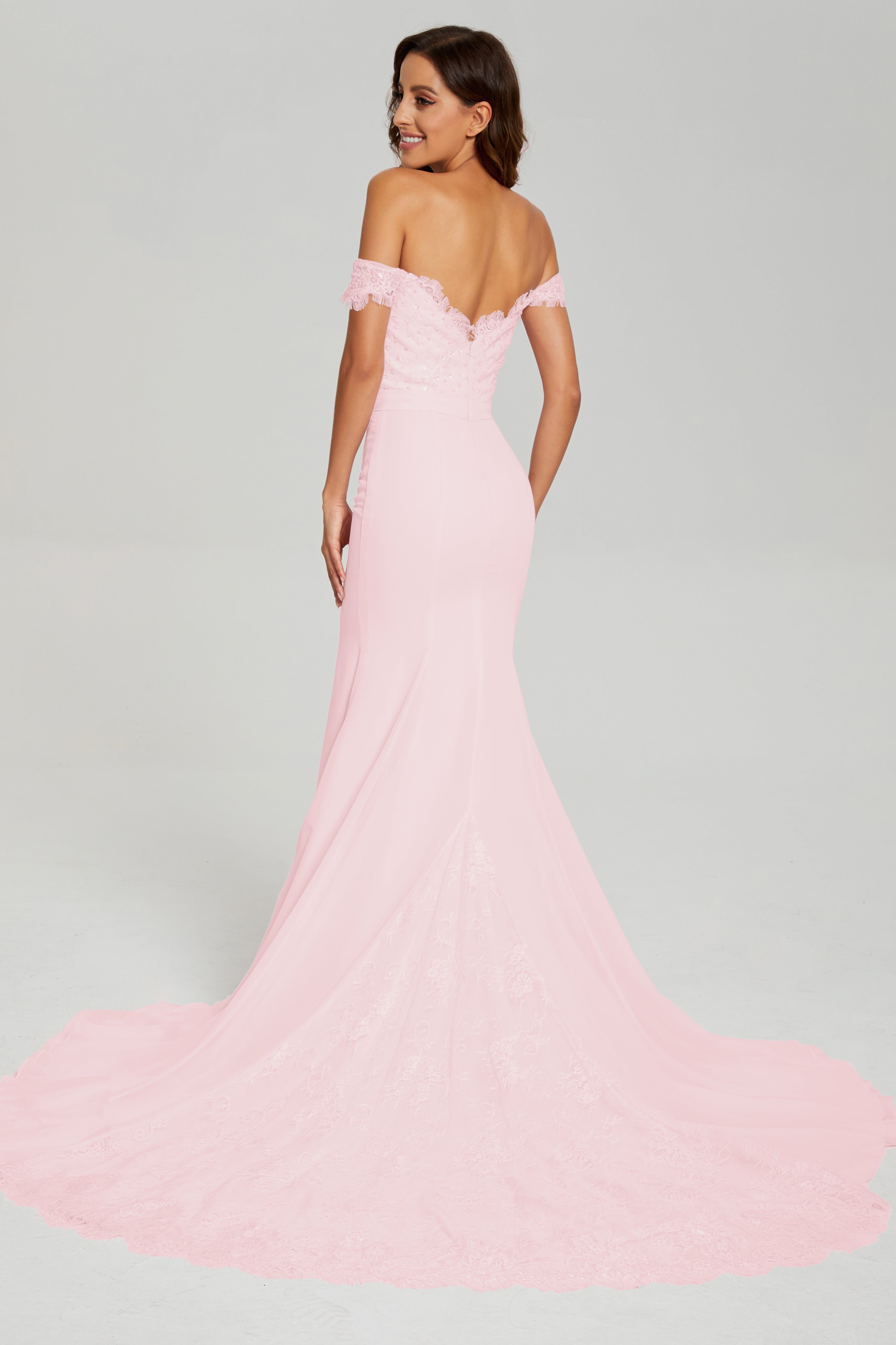 Off the Shoulder Mermaid Prom Dresses with Trailing