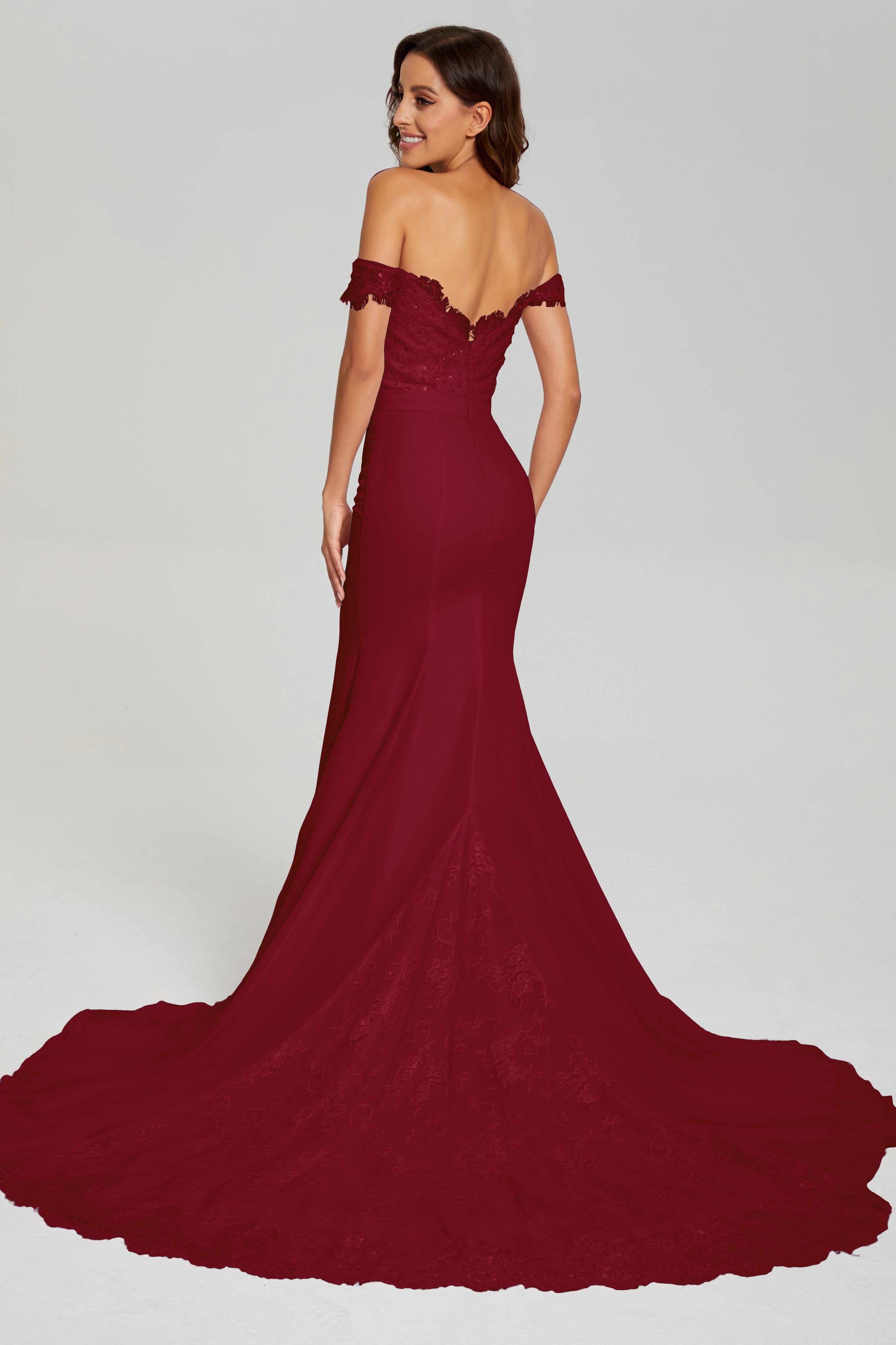 Off the Shoulder Mermaid Prom Dresses with Trailing