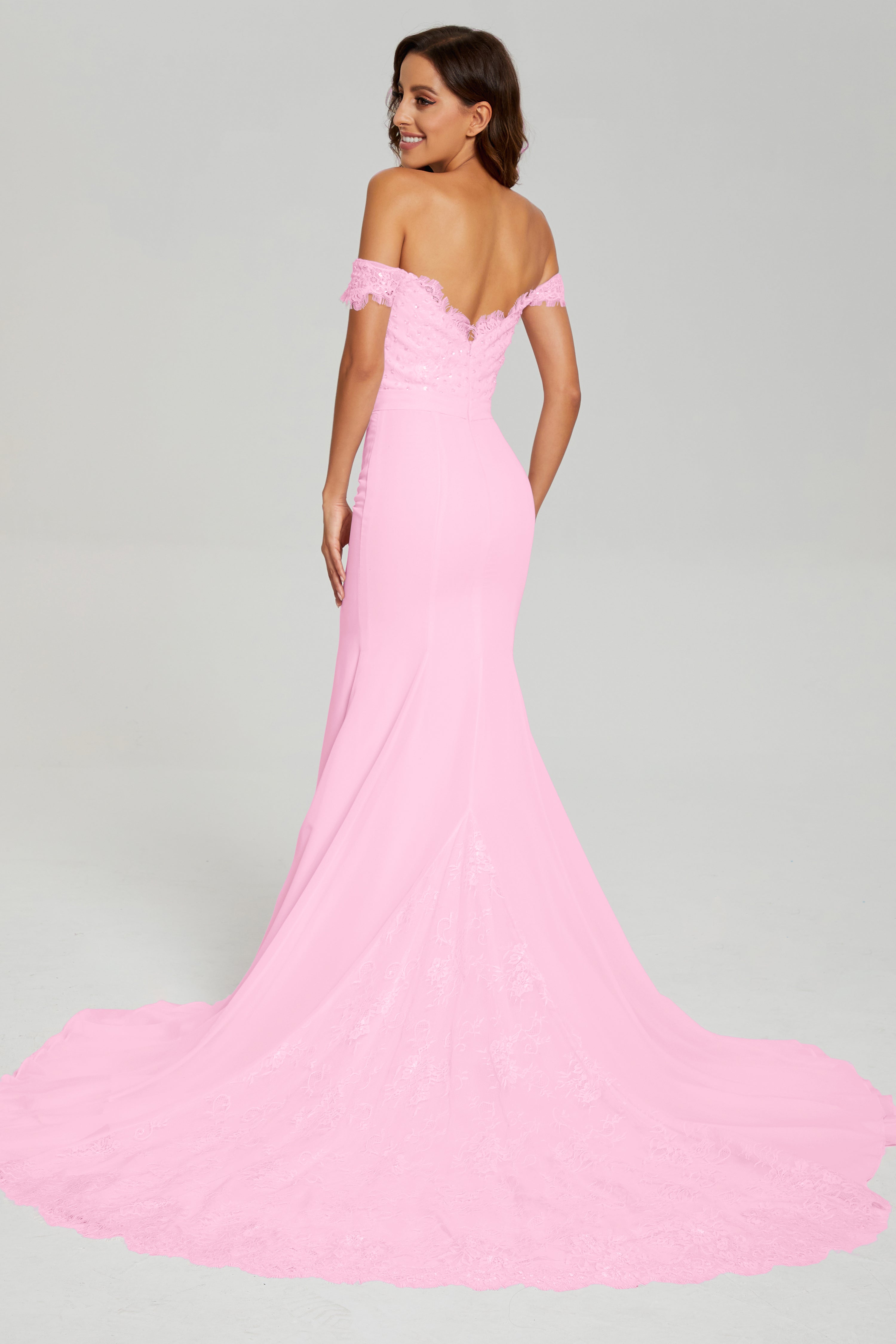 Off the Shoulder Mermaid Prom Dresses with Trailing