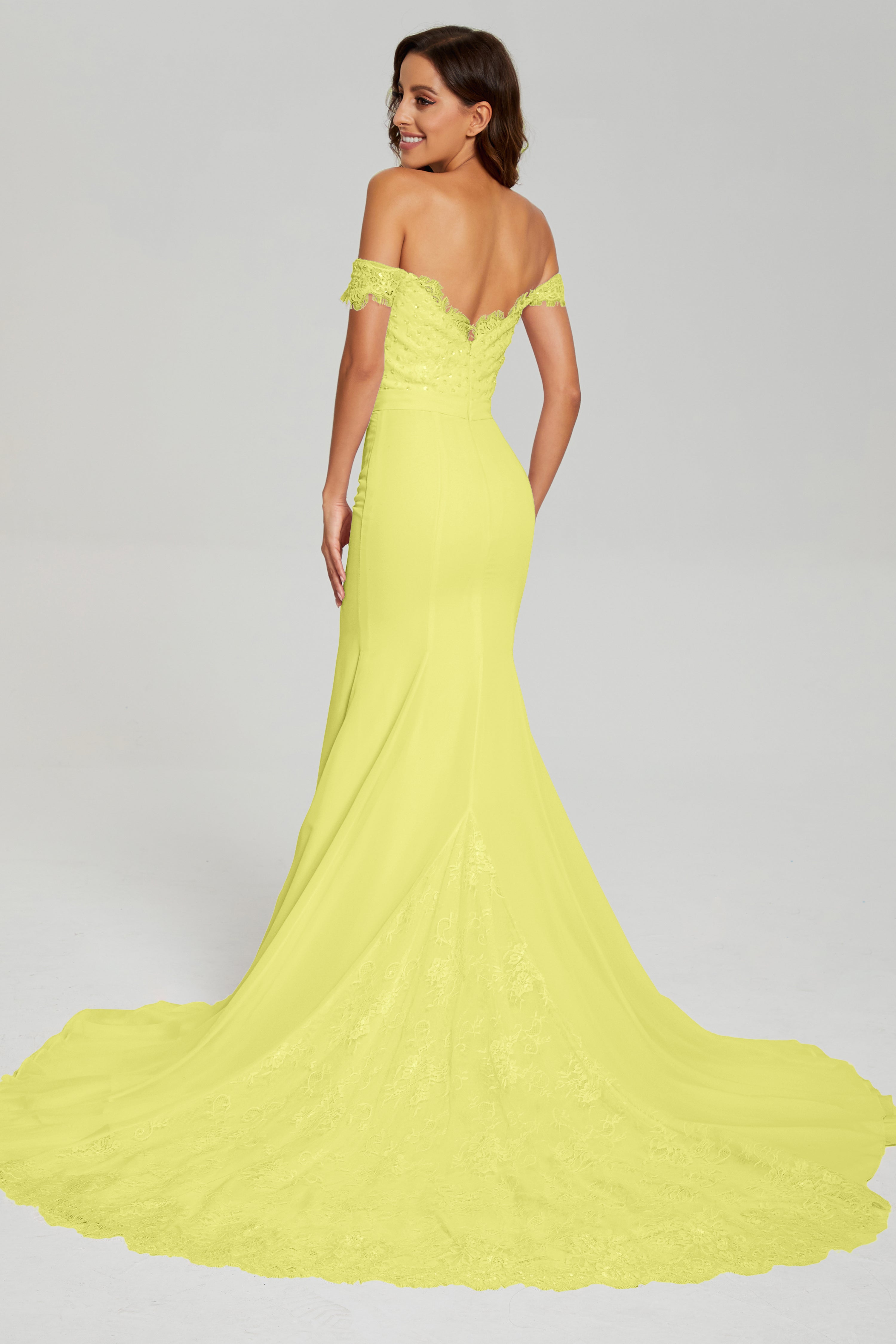 Off the Shoulder Mermaid Prom Dresses with Trailing