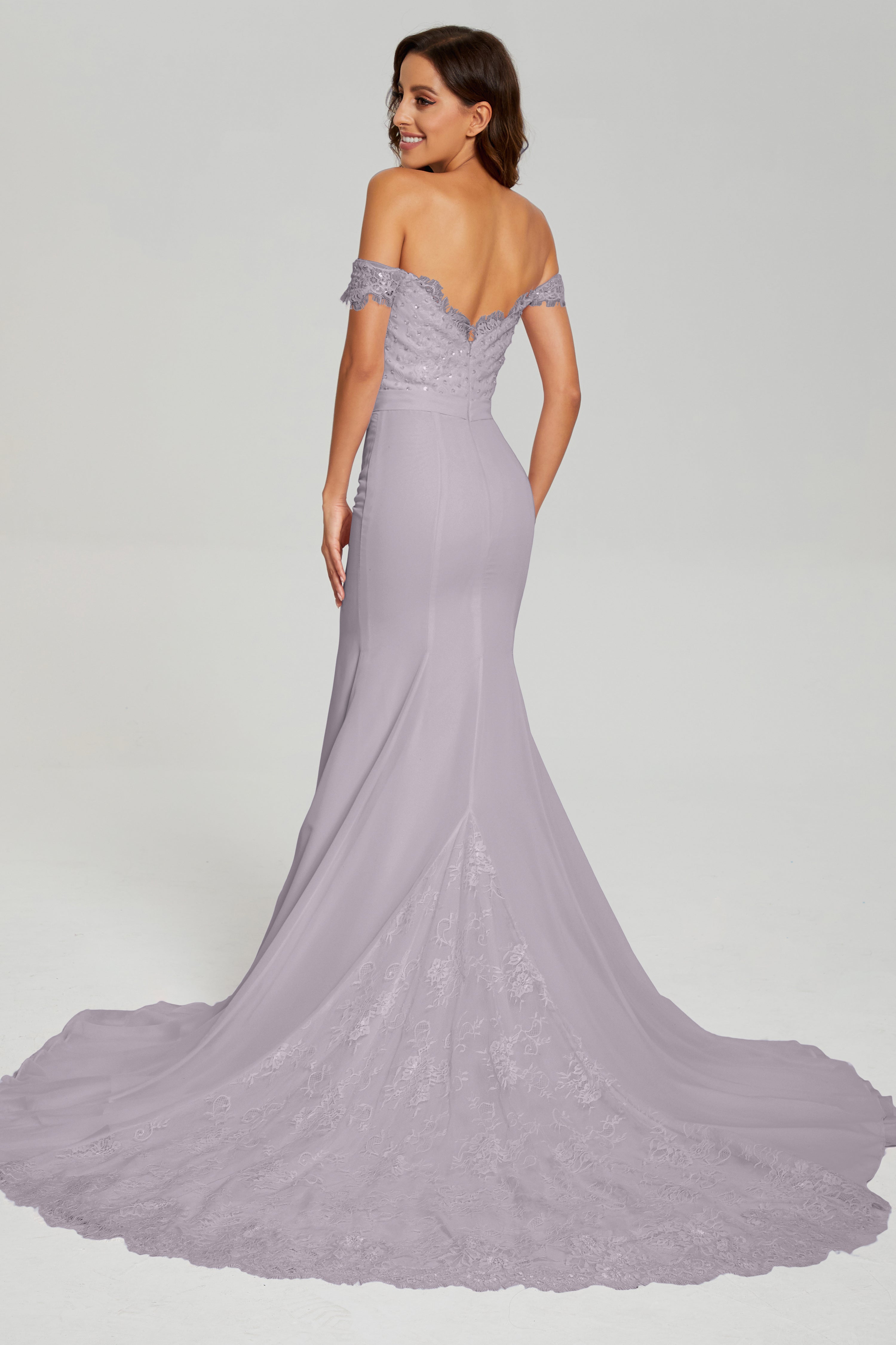 Off the Shoulder Mermaid Prom Dresses with Trailing