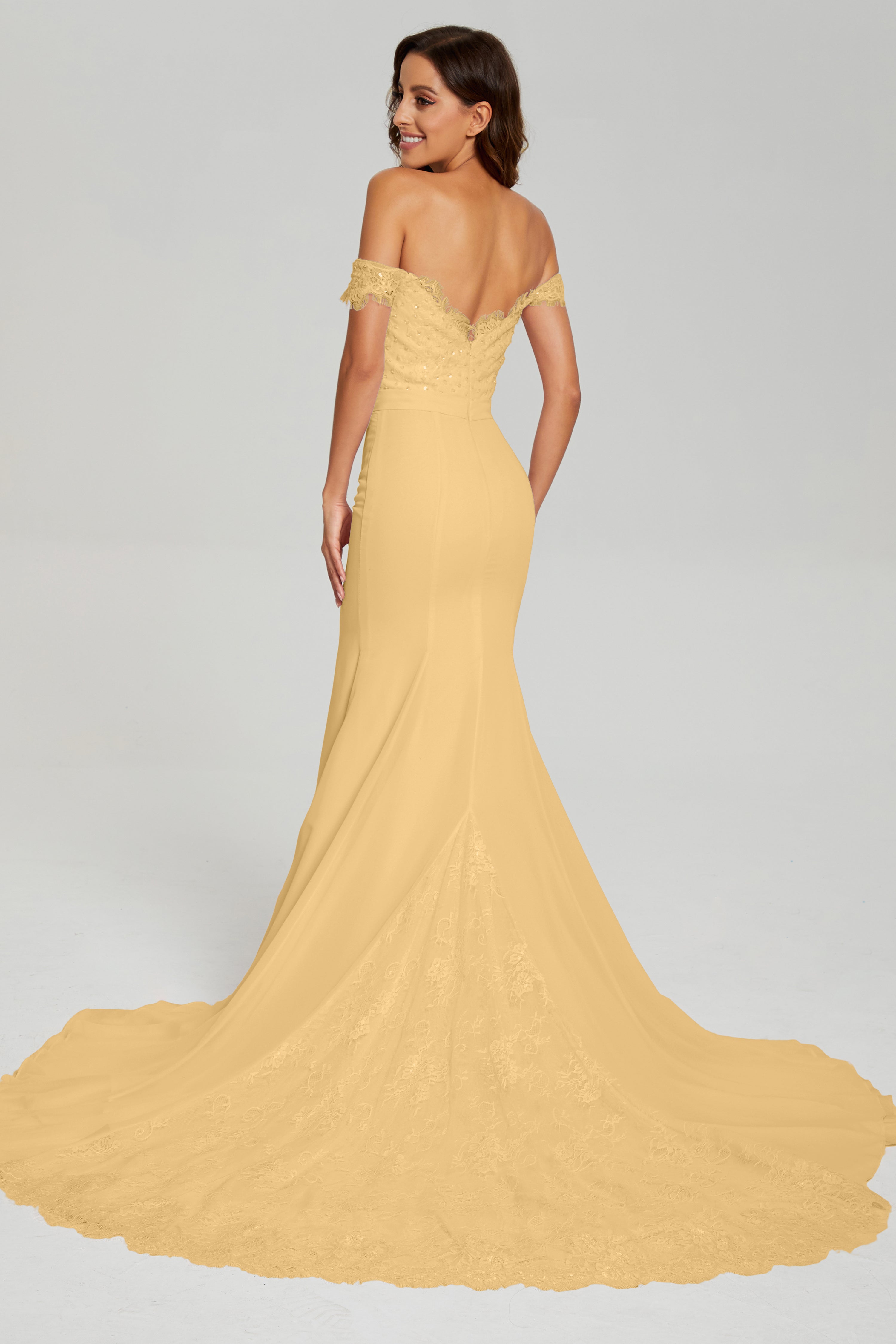 Off the Shoulder Mermaid Prom Dresses with Trailing